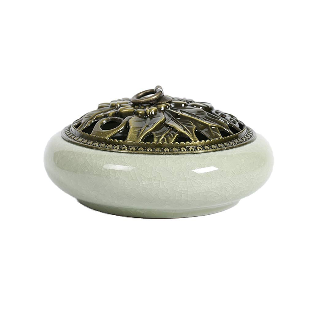 Premium Ceramic Mosquito Coil Tray - Indoor/Outdoor Mosquito Repellent Incense Burner Holder for 2/4/6 Hour Coils, Tower Incense & Sticks - Elegant Celadon Design for Home, Patio, Camping & Travel Use