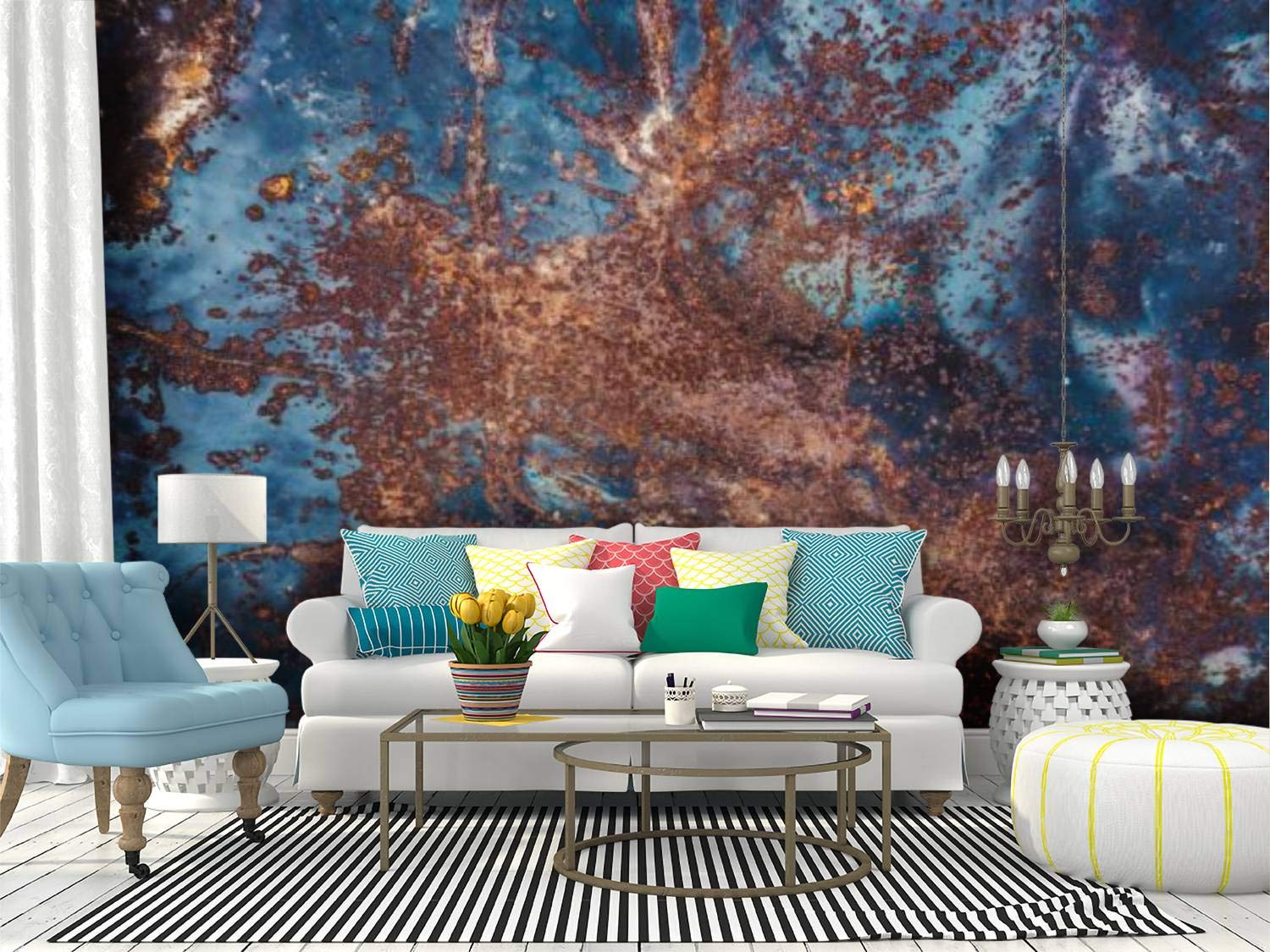 RECETHROWS Rusty Metal Surface Peel and Stick Wallpaper - Self-Adhesive Vinyl Wall Mural for Home Decor, Large Removable Wall Sticker, Shelf Paper | Perfect for Industrial Loft, Garage, Cafe & Bedroom Accent Walls