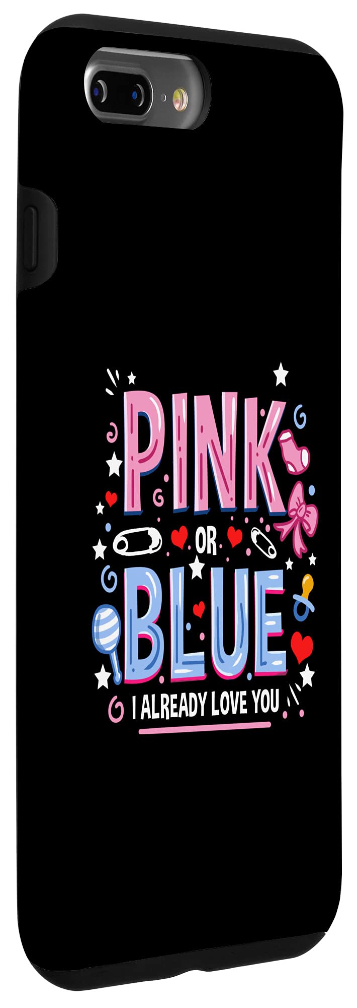 iPhone 7 Plus/8 Plus Pink or Blue Gender Reveal Case - Perfect for Baby Shower Announcements & Surprise Parties