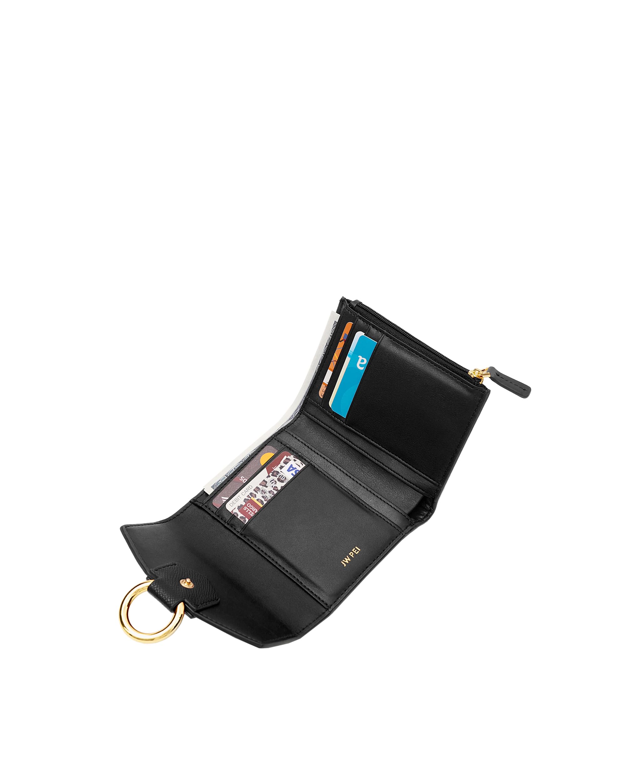 JW PEI Stella Wallet - Black Grained Vegan Leather Crossbody Phone Wallet for Women | RFID Blocking | Perfect for Travel, Shopping & Everyday Use