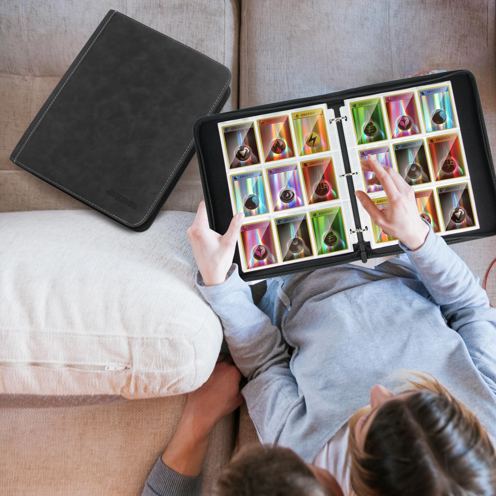 JoyHood 900-Capacity Trading Card Binder - 9-Pocket Premium Card Album Holder for TCG, MTG, Pokemon, Yu-Gi-Oh & OPCG Collectors (Black) - Perfect for Card Storage, Organization & Gaming Tournaments
