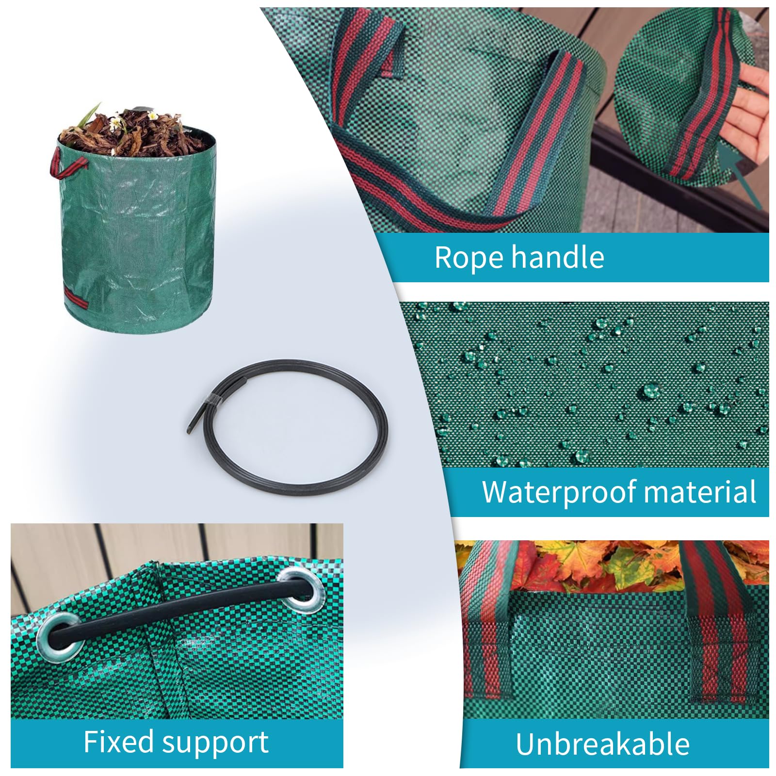 NATUREZA Heavy Duty 72-Gallon Reusable Yard Waste Bags - 3 Pack | Durable Garden Storage Bags for Leaves, Laundry & Outdoor Use | Perfect for Patio, Lawn Care & Leaf Collection