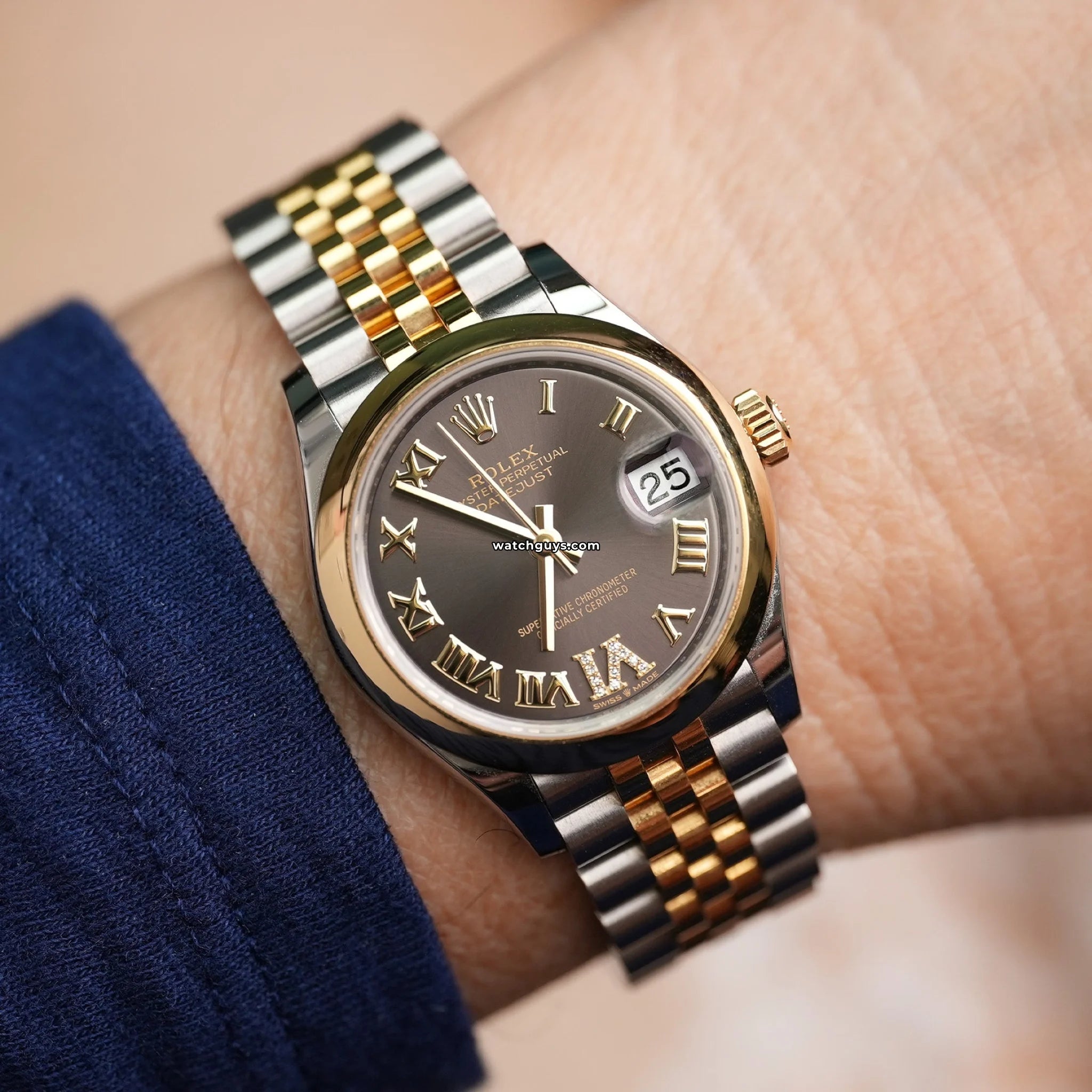 Authentic Rolex Datejust 278243 Women's Watch - Gray Dial, Roman Numerals, Jubilee Bracelet | Luxury Timepiece for Business, Formal Events & Special Occasions