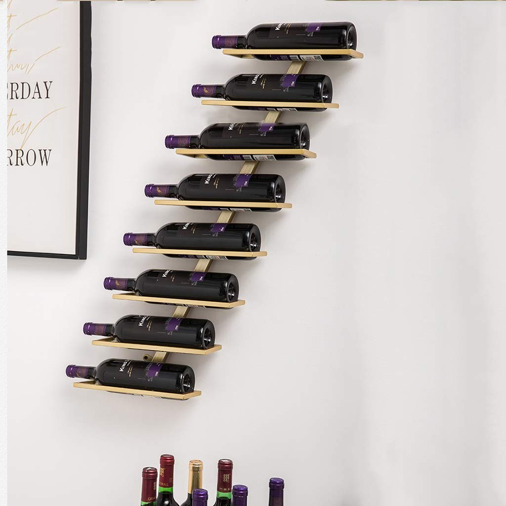 Gold Metal Wall Mounted Wine Rack - 6 Bottle Multi-Layer Wine Holder for Kitchen, Bar & Dining Room Decor - Space Saving Wine Storage Solution (27.8 x 7.9 cm) - Perfect for Home, Restaurant & Wine Cellar Organization