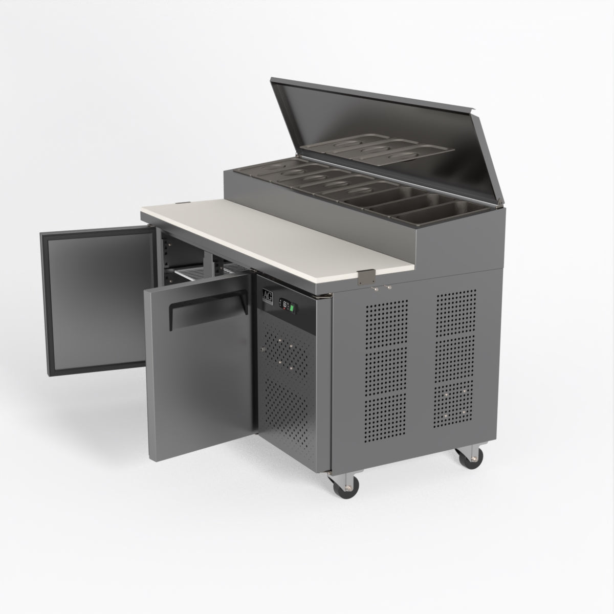 AG 2 Door Saladette Refrigerator with 8 x 1/3 GN Trays - Commercial Kitchen & Restaurant Use