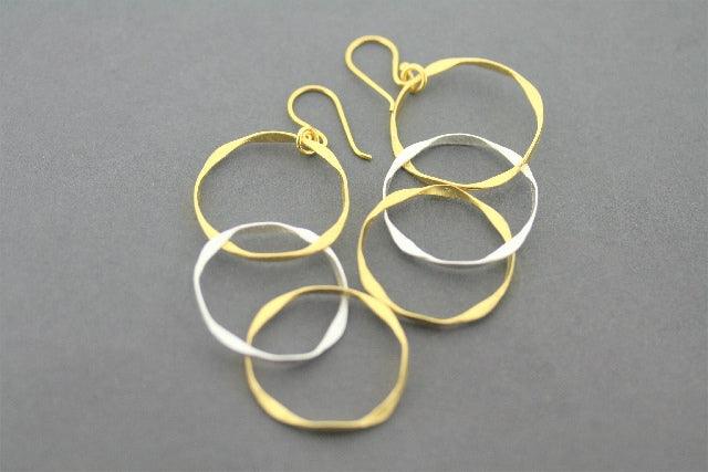 3-Pack Organic Drop Earrings - 22K Gold Plated on Sterling Silver - Elegant Dangle Earrings for Women, Perfect for Weddings, Parties & Everyday Wear