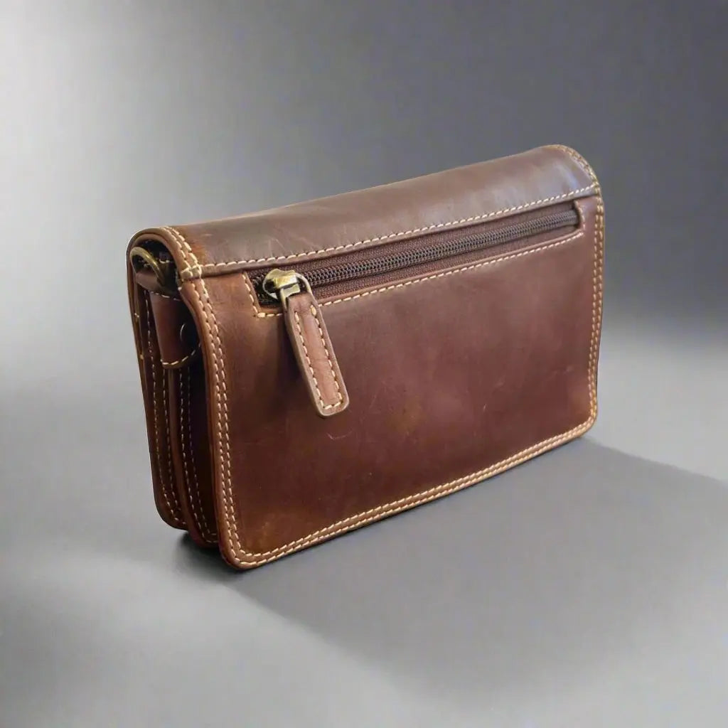 Premium Full Grain Leather Small Organizer Bag - Durable & Stylish for Travel, Office & Everyday Use - Rugged Earth Collection