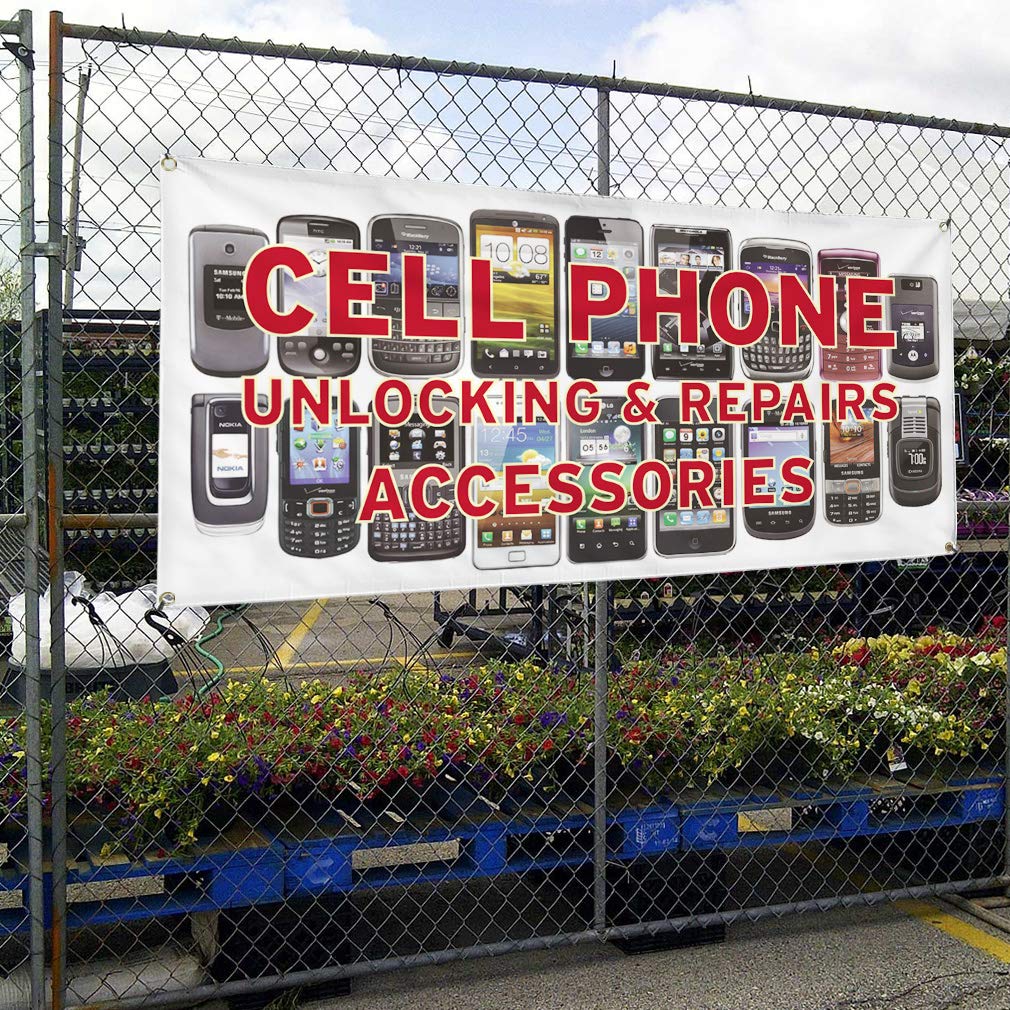 Durable Vinyl Banner 48x96 Inches - Weatherproof Outdoor Sign with 8 Grommets for Phone Repair Shops, Retail Stores & Industrial Yard Signs | Multiple Sizes Available for Business Advertising & Event Promotion
