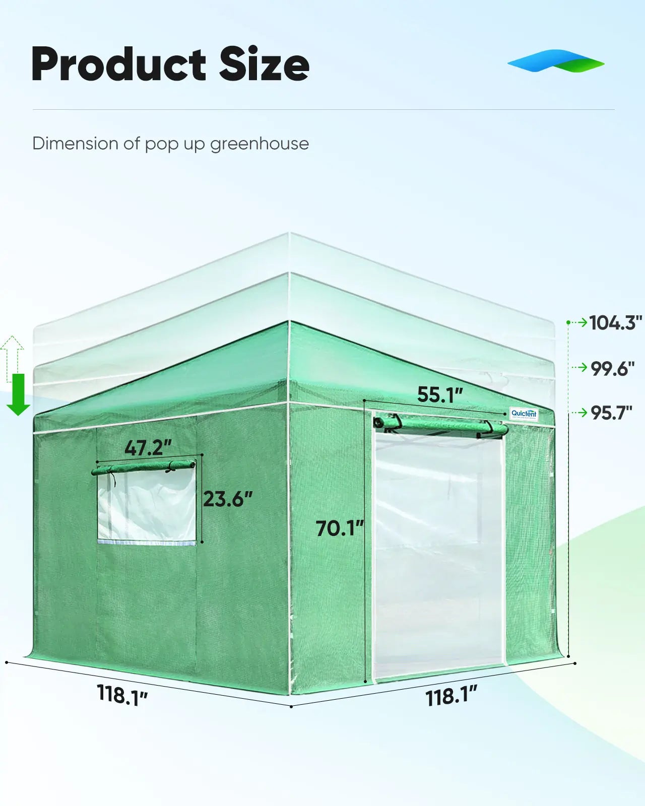 Pop Up Portable Walk in Greenhouse - Easy Setup Indoor Outdoor Garden Greenhouse for Plants, Flowers & Vegetables - Perfect for Patio, Backyard & Balcony Gardening
