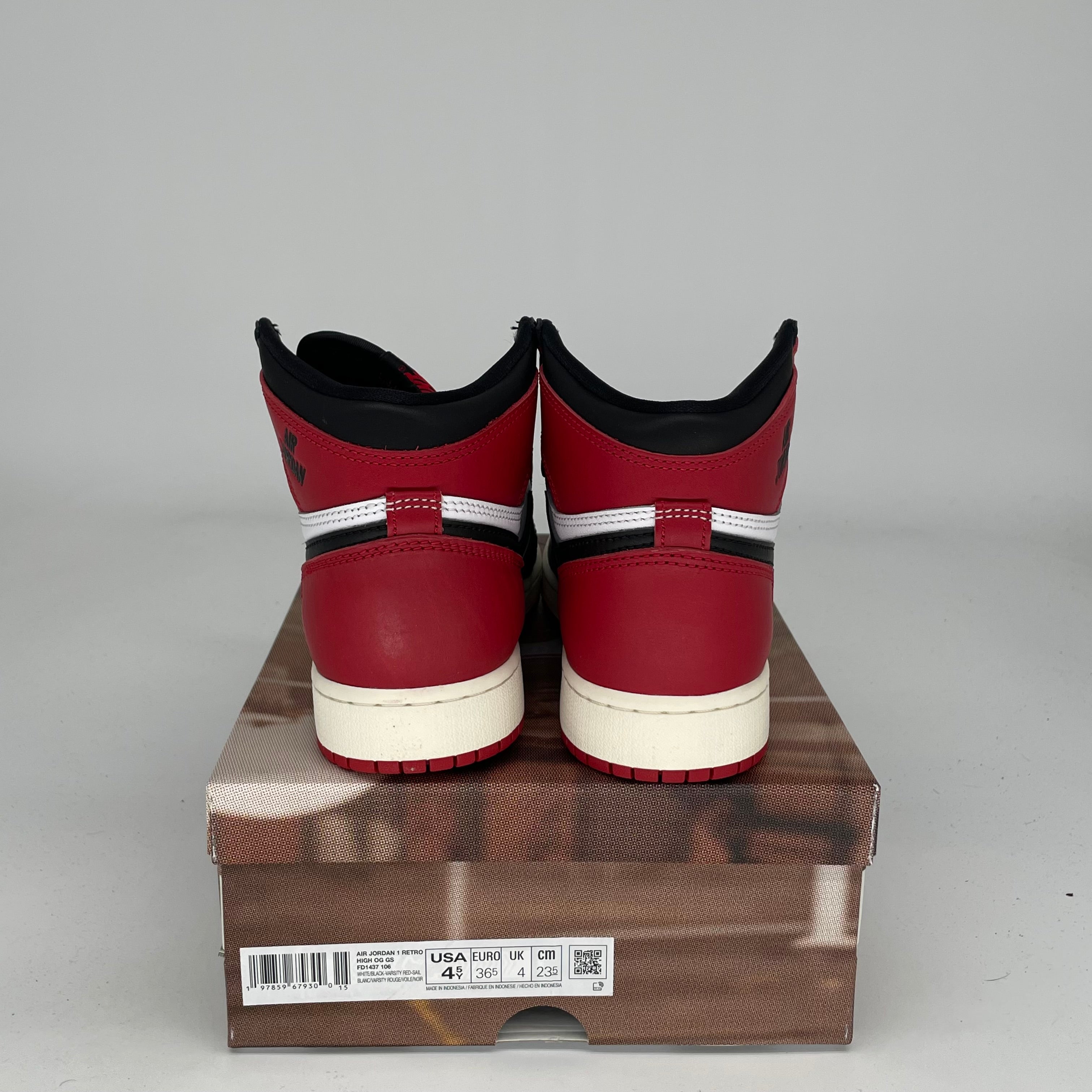 AIR JORDAN 1 Black Toe Reimagined Sneakers - Size 4.5Y (FD1437-106) - Men's Basketball Shoes for Streetwear & Casual Wear