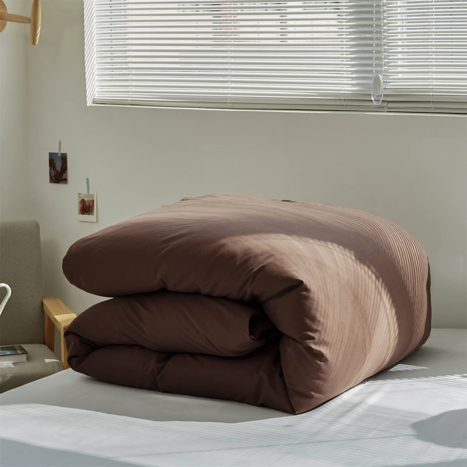 Wellboo King Size Brown Comforter Set - Solid Mocha Coffee Cotton Bedding for Adults & Teens - Dark Chocolate Quilt & Chestnut Blanket - Modern Farmhouse Bedroom Decor - Perfect for Master Bedroom, Guest Room, and Cozy Winter Nights
