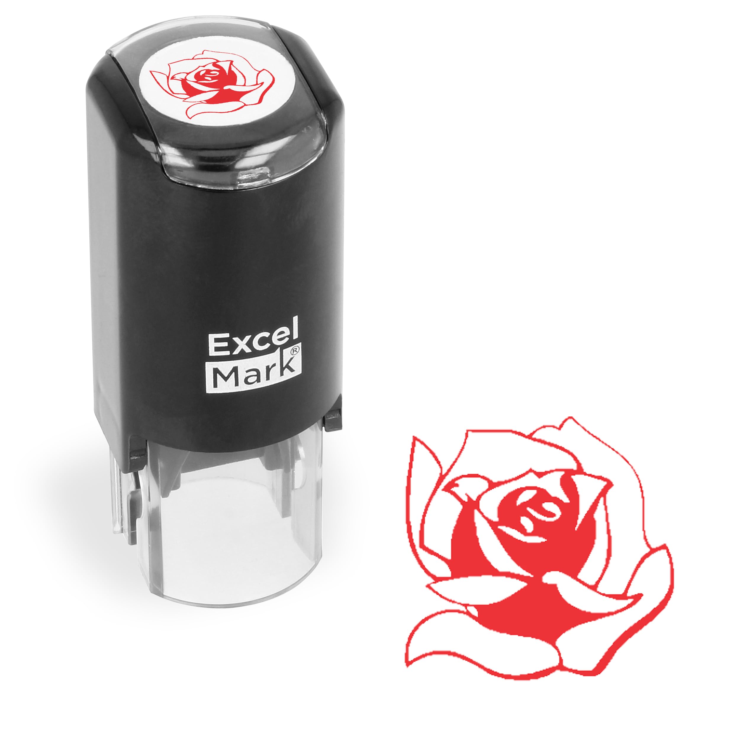 ExcelMark Valentine's Day Rose Rubber Stamp with Red Ink - Romantic DIY Craft for Greeting Cards, Scrapbooking & Love Letters