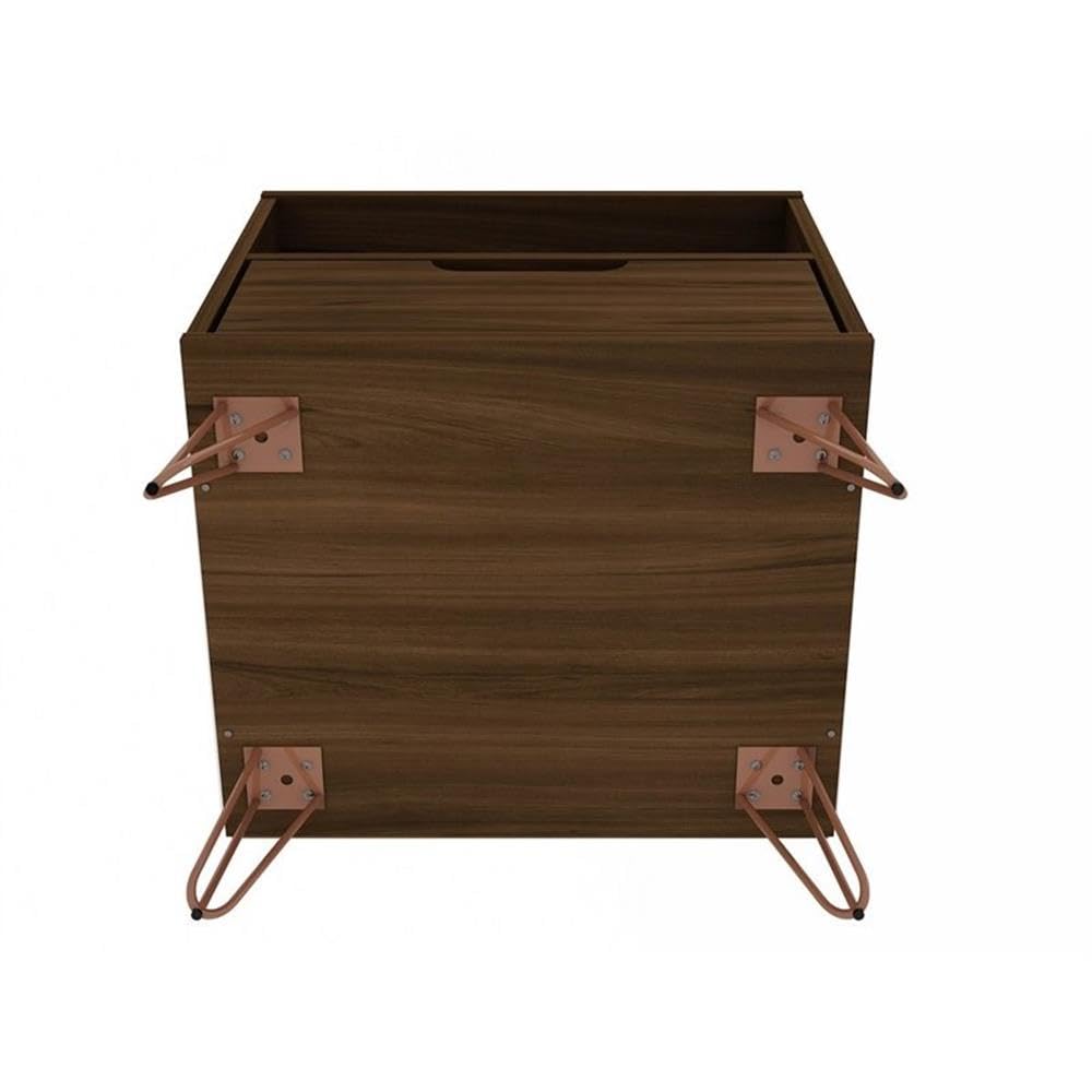Mid Century Modern Nightstands Set of 2 - Manhattan Comfort Rockefeller Bedside Tables with Drawer & Cubby Storage, Brown Wood Bedroom Furniture for Master Bedroom, Guest Room or Living Room - Perfect for Storing Books, Lamps & Bedside Essentials