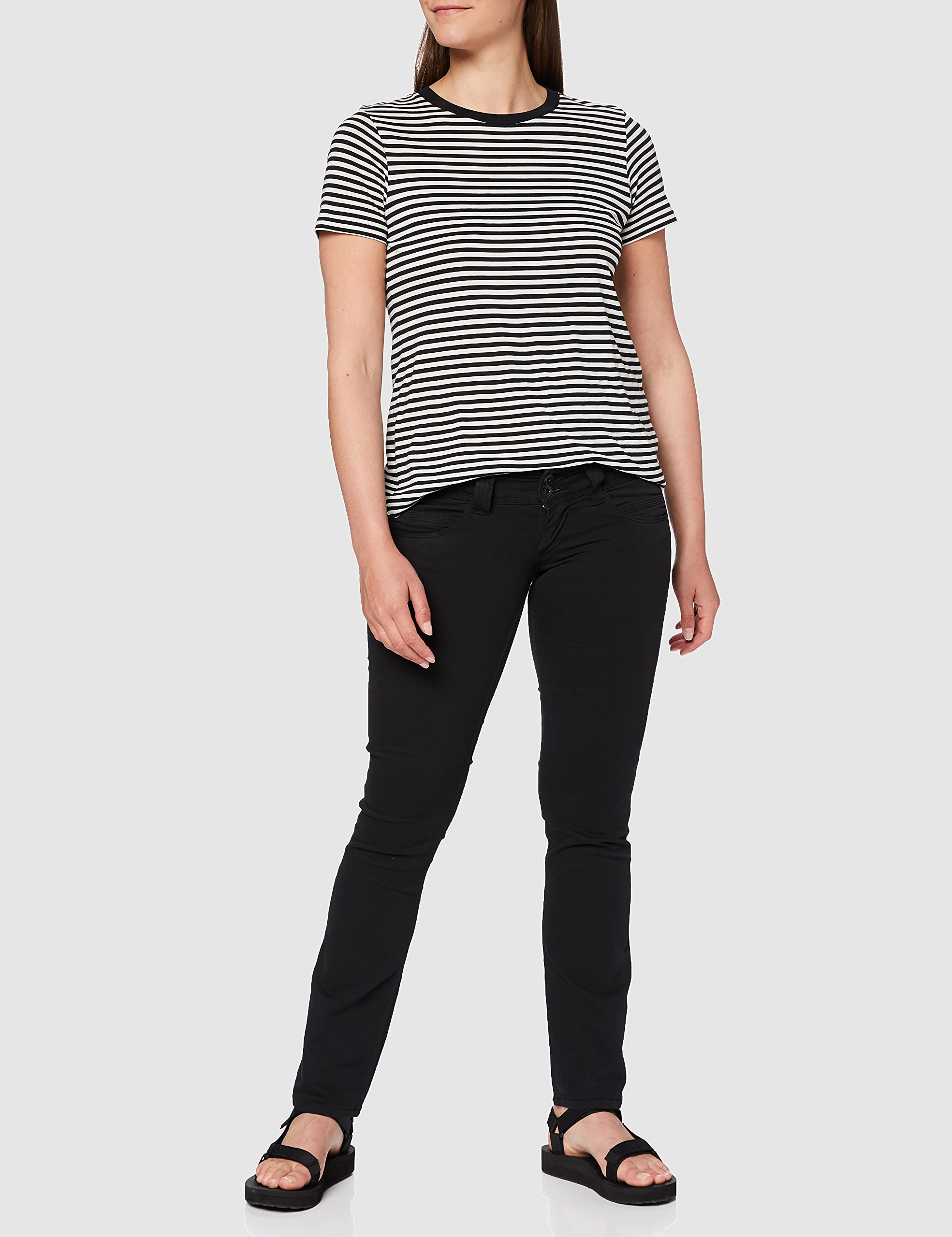 Pepe Jeans Venus Women's Black 5-Pocket Trousers Pants - Size EU 38/40 (US 29/32) - Stylish Casual & Office Wear for Everyday Comfort