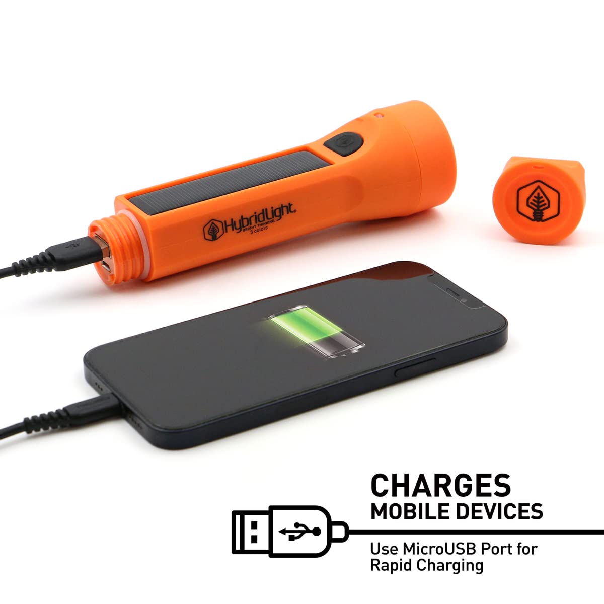Journey Seeker 300 Solar-Powered LED Flashlight with USB Charger - Waterproof, Orange - Perfect for Camping, Hiking & Emergency Preparedness