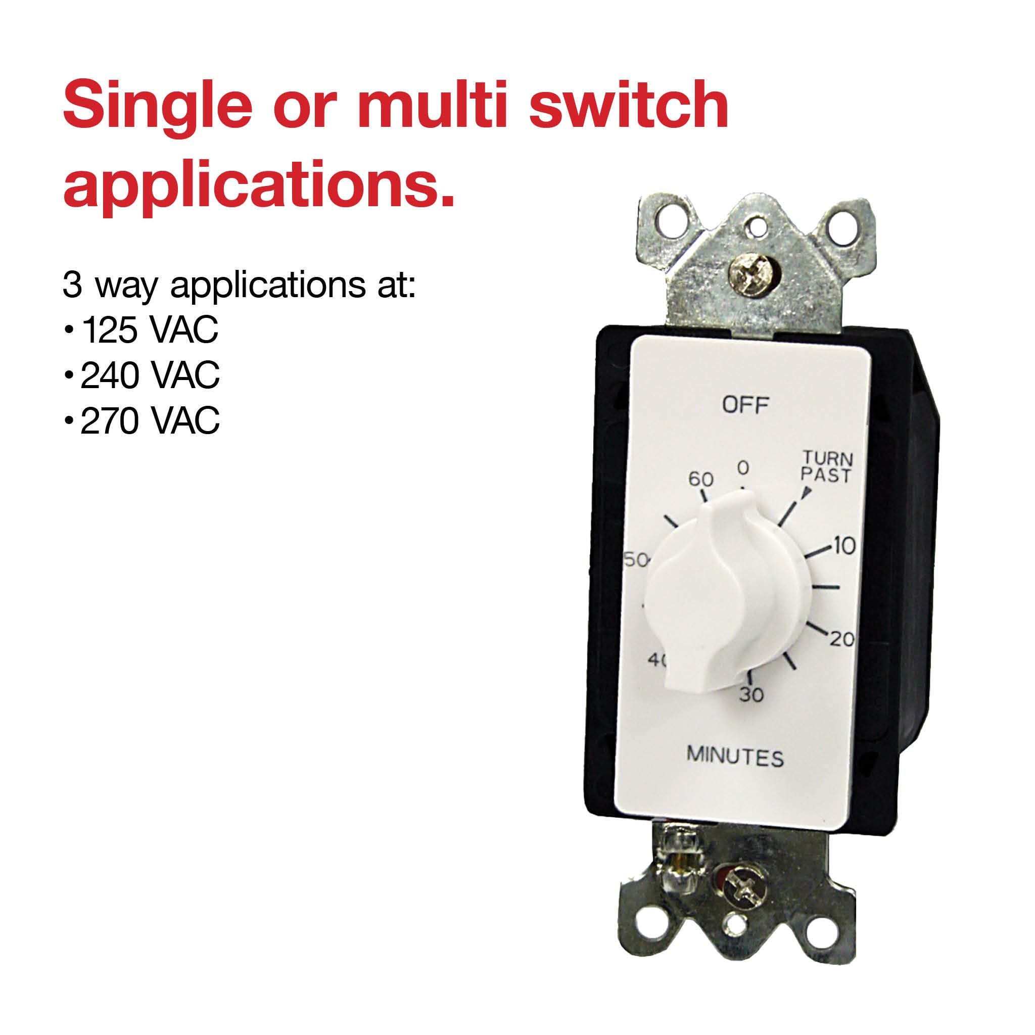 60-Minute Automatic Countdown Timer with Shut Off - 120V/240V/277V SPDT/SPST for Home Appliances | Perfect for Kitchen, Bathroom & Workshop Safety