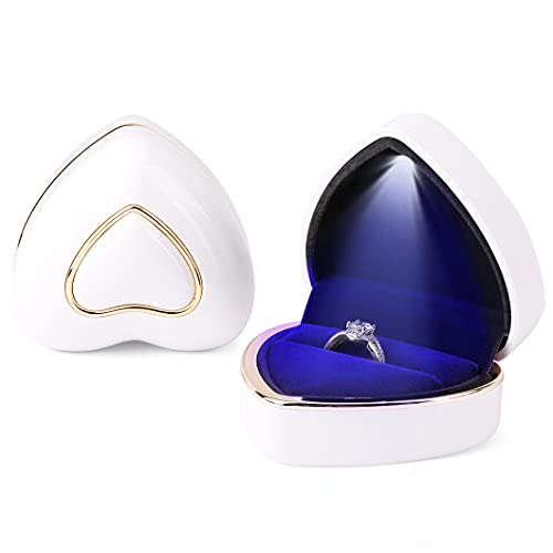 White Heart Ring Box