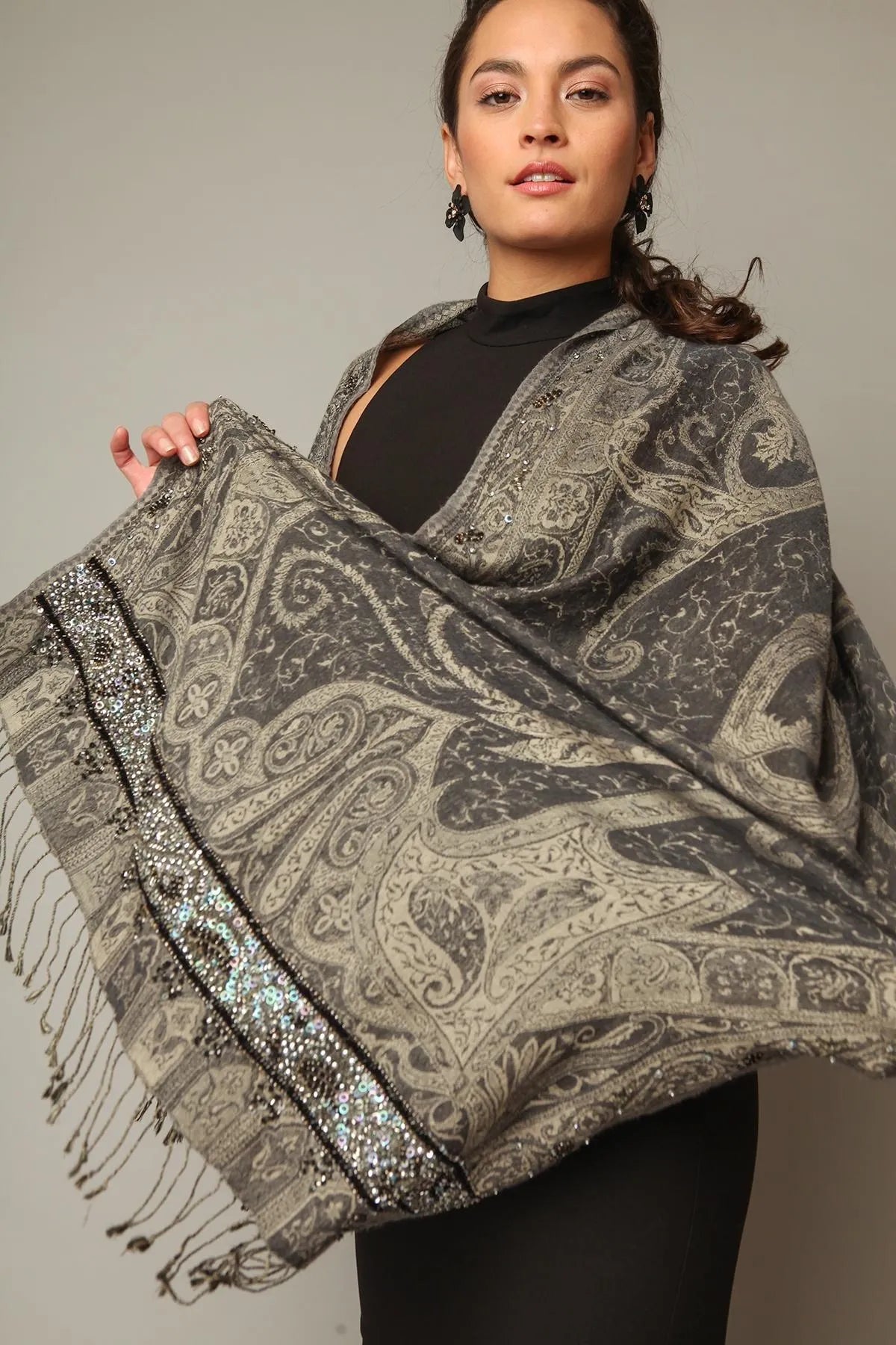 Handmade Embroidered Ikat Scarf - Soft Lightweight Fashion Accessory for Women - Perfect for Boho Outfits, Weddings & Special Occasions