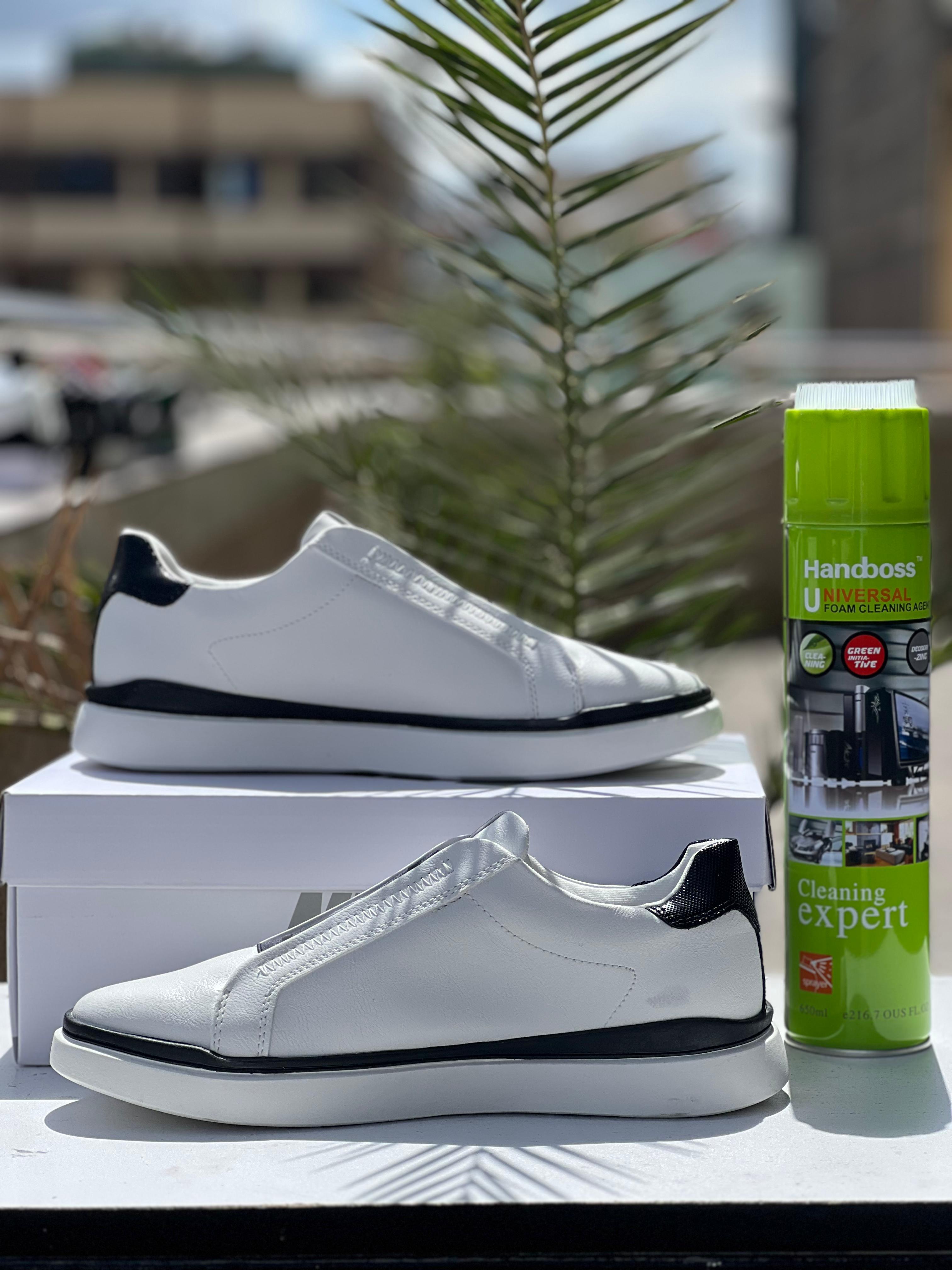 Aldo Men's Slip-On Sneakers - White & Black Casual Shoes for Walking, Travel & Everyday Wear | Comfortable & Stylish Lifestyle Footwear