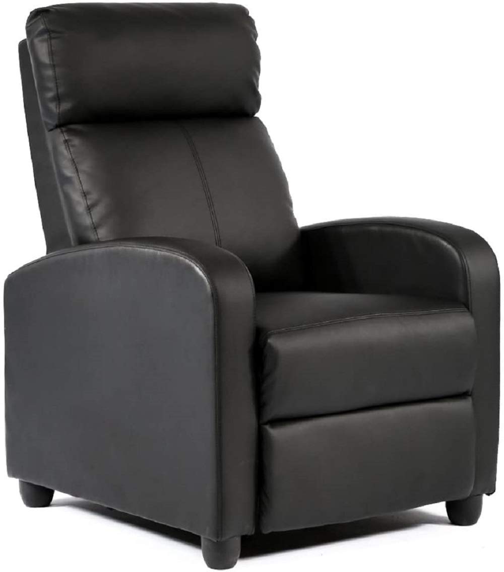 Premium Wingback Recliner Chair - Modern PU Leather Reclining Sofa for Living Room, Home Theater & Reading | Comfortable Single Seating with Adjustable Backrest for Adults (Black) | Perfect for Relaxation, Movie Nights & Cozy Reading Nooks