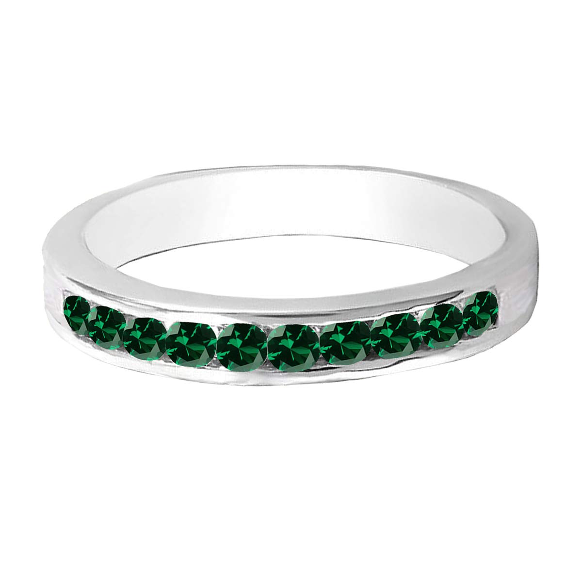 Dazzlingrock Collection 18K Gold Round Lab-Created Gemstone & Diamond Stackable Wedding Ring Band for Women – Perfect for Bridal Sets, Anniversaries & Everyday Elegance