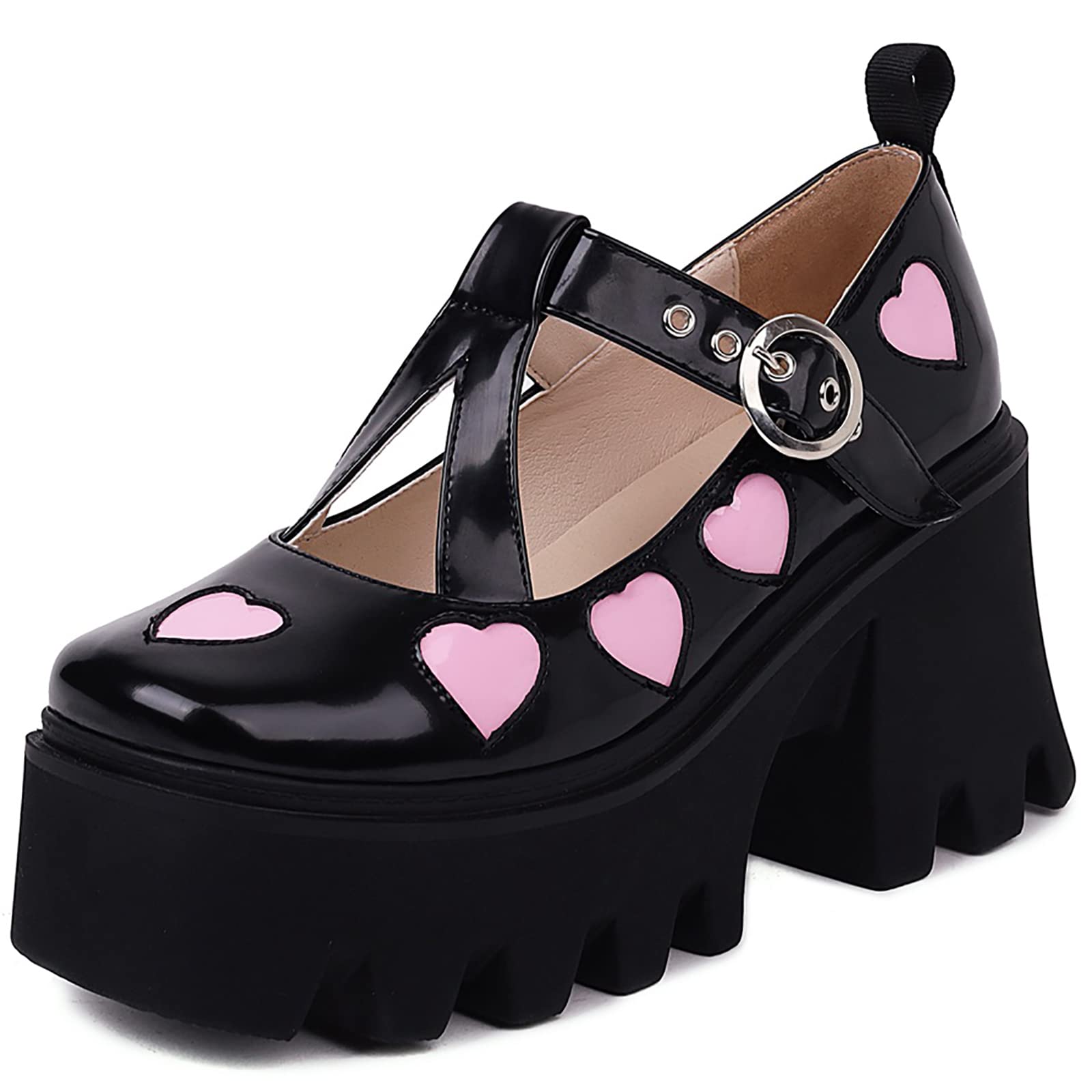 Gothic Platform Shoes for Women - Punk Cosplay & Lolita Fashion Shoes - Chunky Heel Mary Jane Oxfords - Plus Size Role-Playing Boots - Perfect for Halloween, Anime Conventions & Gothic Outfits