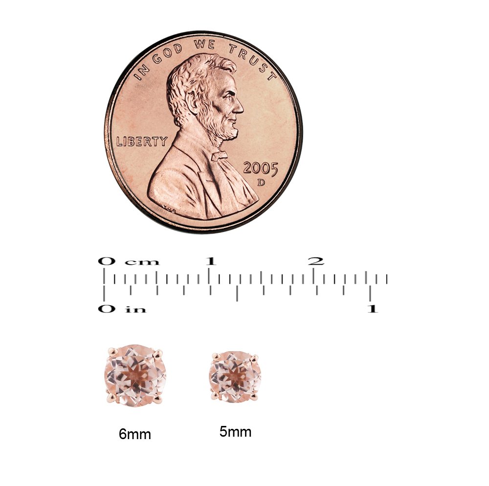 14K Rose Gold Morganite Stud Earrings for Women - Dainty & Elegant Jewelry Gift for Birthday, Anniversary, Valentine's Day - Perfect for Everyday Wear & Special Occasions