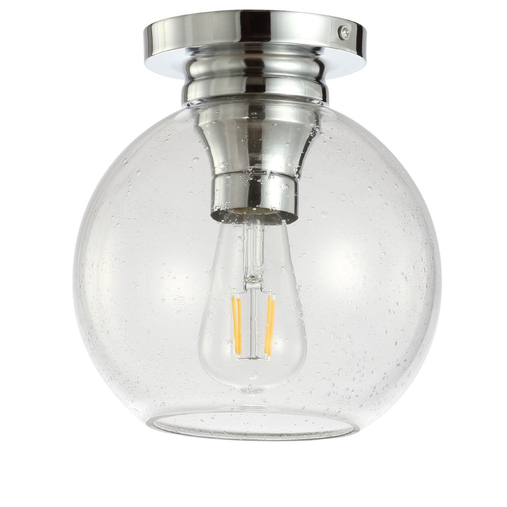 Atlas 7.75 Inch Modern LED Flush Mount Ceiling Light - Brushed Nickel & Glass Fixture for Bedroom, Kitchen, Hallway, or Closet Lighting