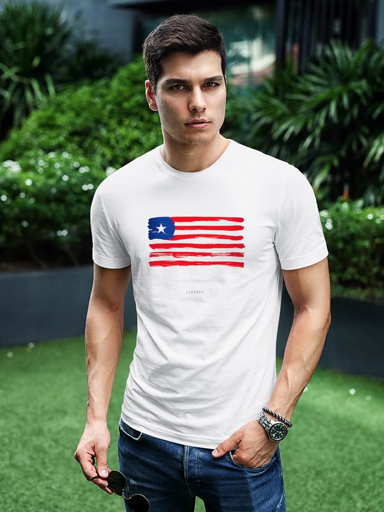 Smartprints Grunge Watercolor Liberia Flag T-Shirt for Men - Stylish Patriotic Graphic Tee for Casual Wear & Street Fashion