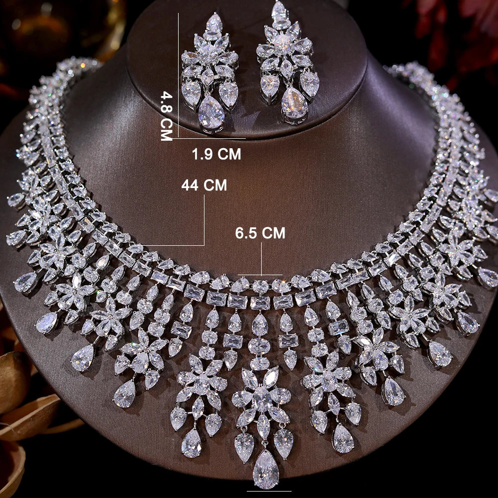 Luxury African Dubai Wedding Jewelry Set - Gold Necklace & Earrings for Women - Perfect for Bridal, Evening Gala, and Special Occasions