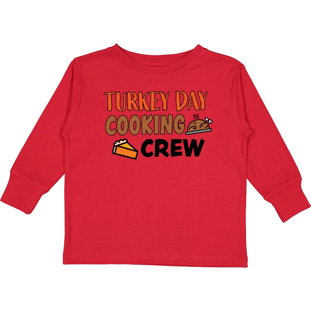 Inktastic Thanksgiving Turkey Day Cooking Crew Long Sleeve T-Shirt for Toddlers - Perfect for Family Gatherings & Holiday Photos