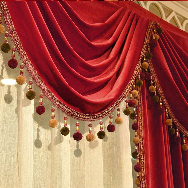 Mila Classic Plain Velvet Valance - Red Window Curtain Valance for Living Room, Bedroom & Home Decor