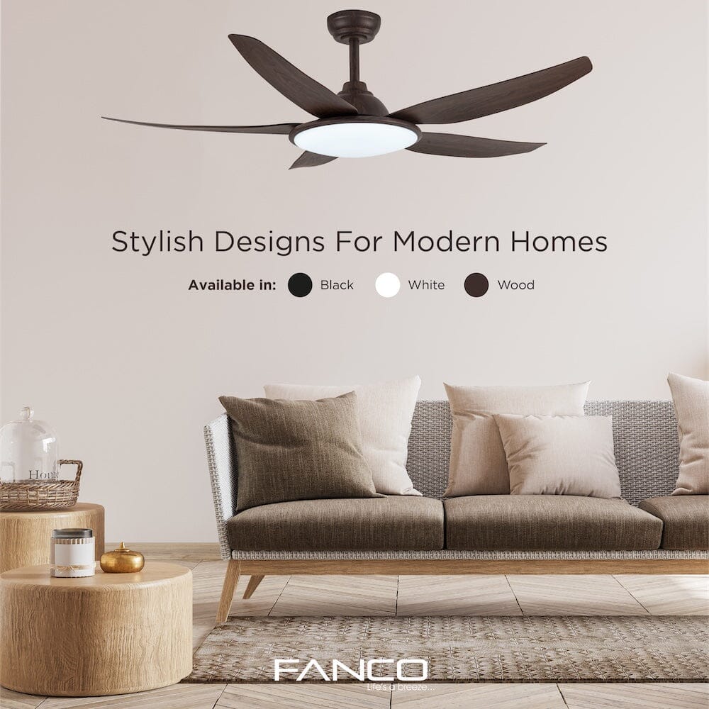 Fanco Tributo 46/56 Inch Modern Ceiling Fan with LED Light Kit - Energy Efficient Indoor/Outdoor Use for Bedroom, Living Room, Patio