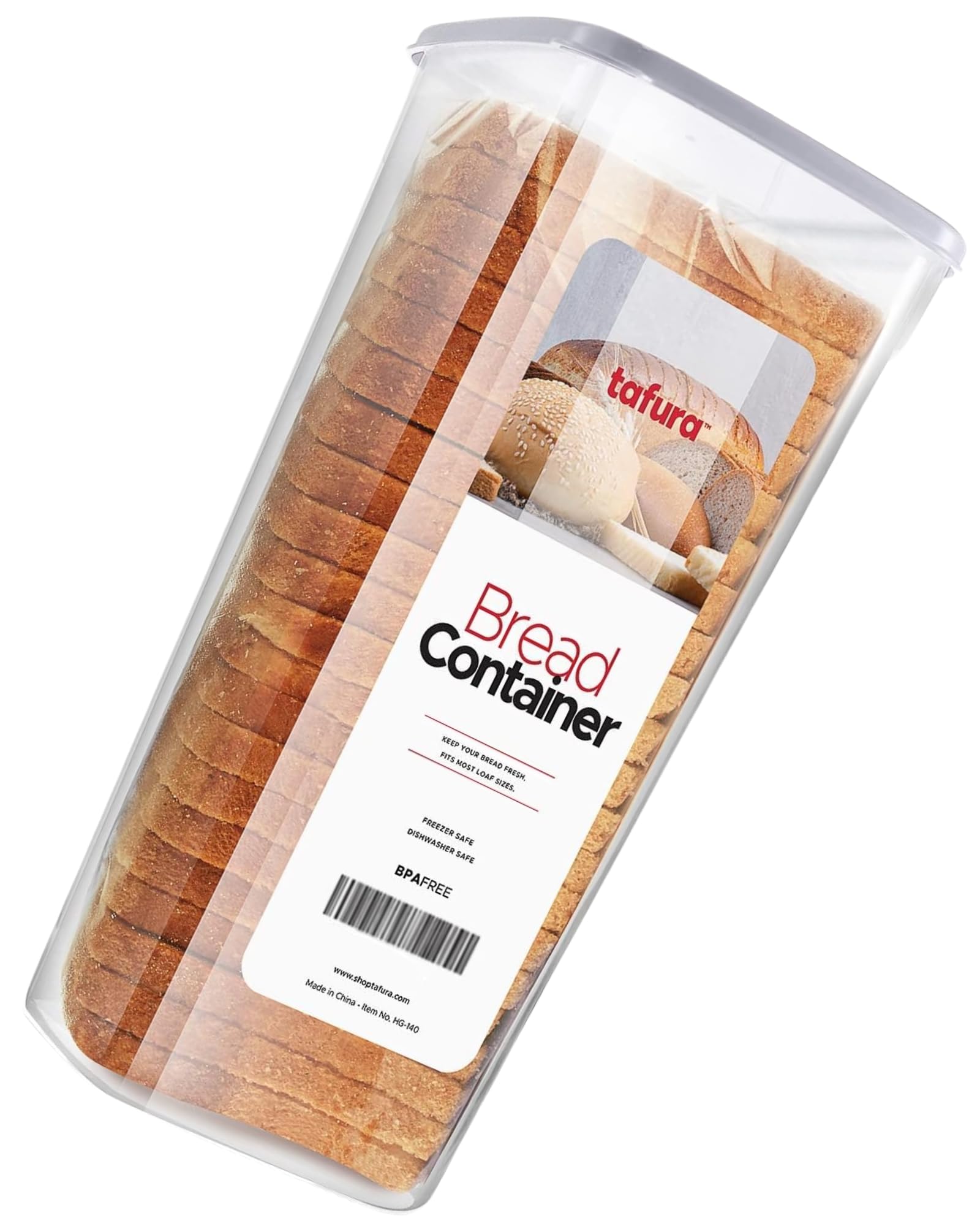 Tafura Bread Storage Container - BPA Free Plastic Bread Box with Airtight White Lid - Perfect for Homemade Loaves, Baked Goods & Kitchen Organization - Ideal for Pantry, Countertop & Fresh Food Storage