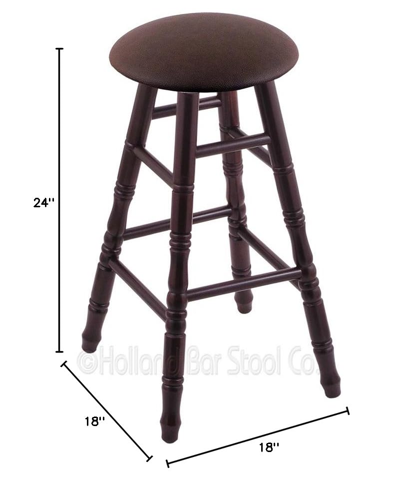 Dark Cherry Maple Counter Stool with Rein Coffee Seat - Rustic Bar Stool for Kitchen Island, Breakfast Nook & Home Bar Decor