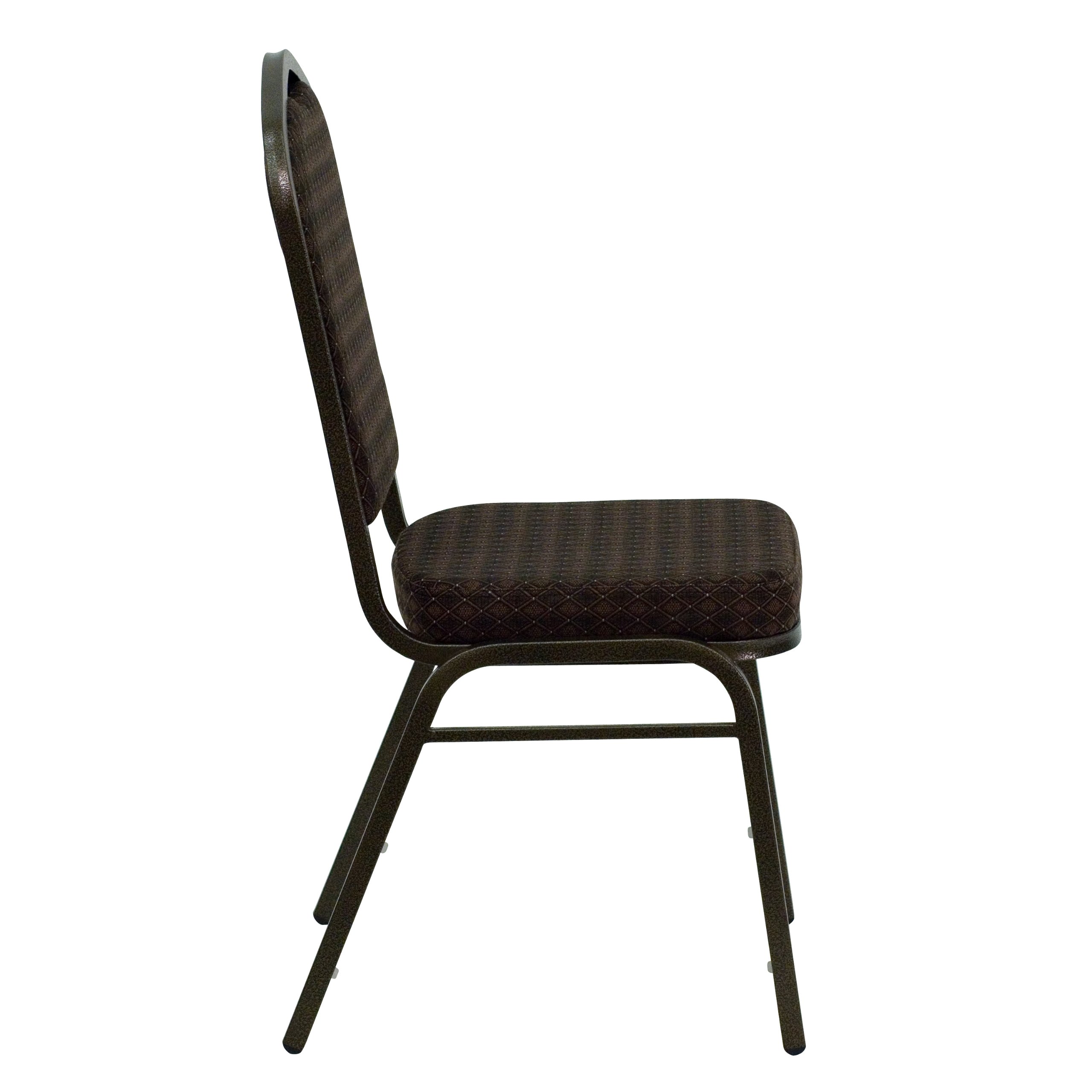 EMMA + OLIVER Crown Back Banquet Chair - Brown Patterned Fabric with Gold Vein Frame - Elegant Dining Room & Wedding Event Seating