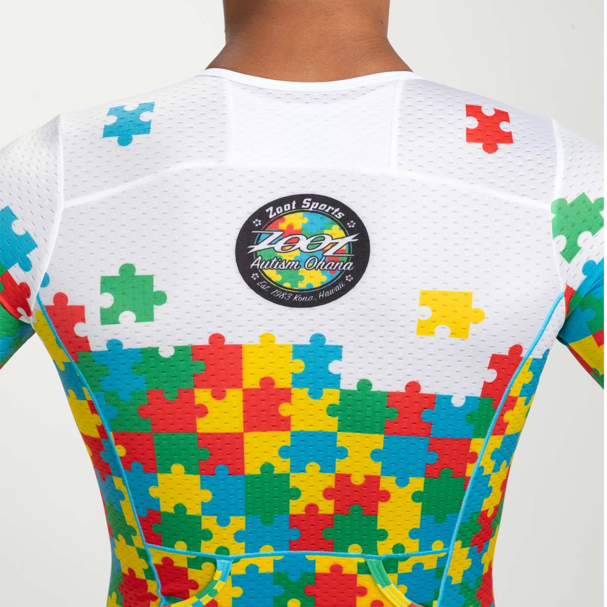 Men's Limited Edition Tri Aero FZ Racing Suit with Autism Puzzle Design - High Performance Motorcycle Gear for Track & Street Riding