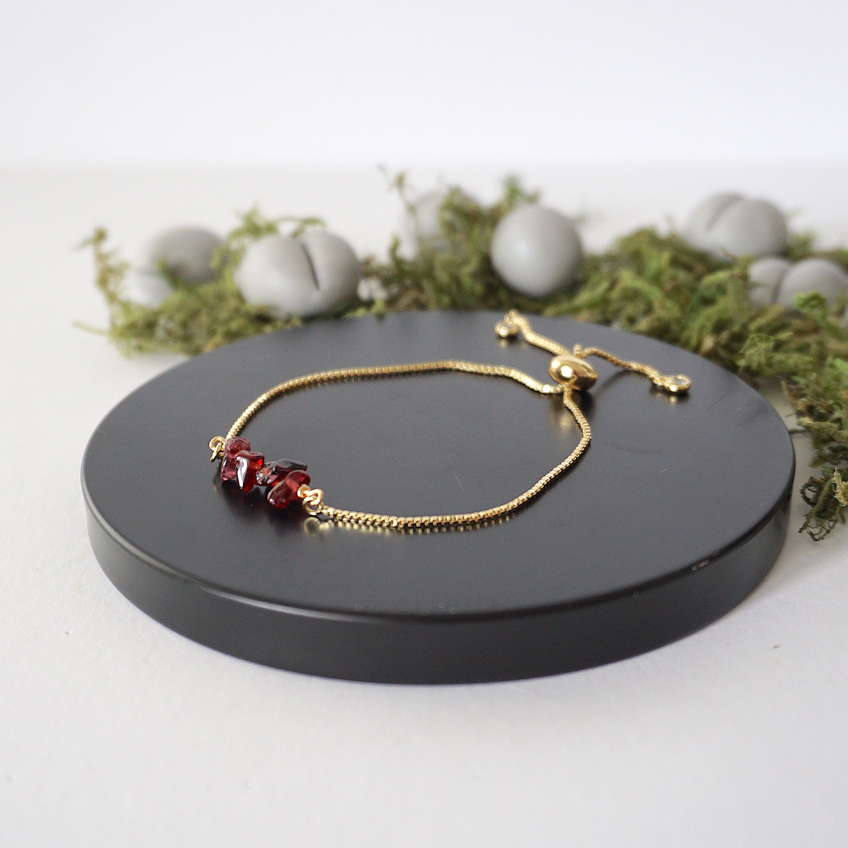 Elegant Gold Plated Adjustable Garnet Bolo Crystal Bracelet for Women | Boho Chic Jewelry Gift for Birthday, Anniversary & Special Occasions | Perfect for Parties, Weddings & Everyday Wear