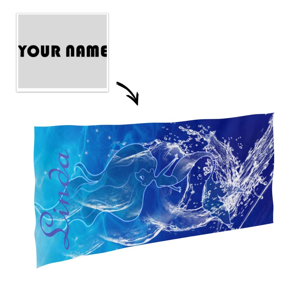 E-shine Custom Personalized Beach Towels with Name - Soft Microfiber Bath Towels for Women & Men (30