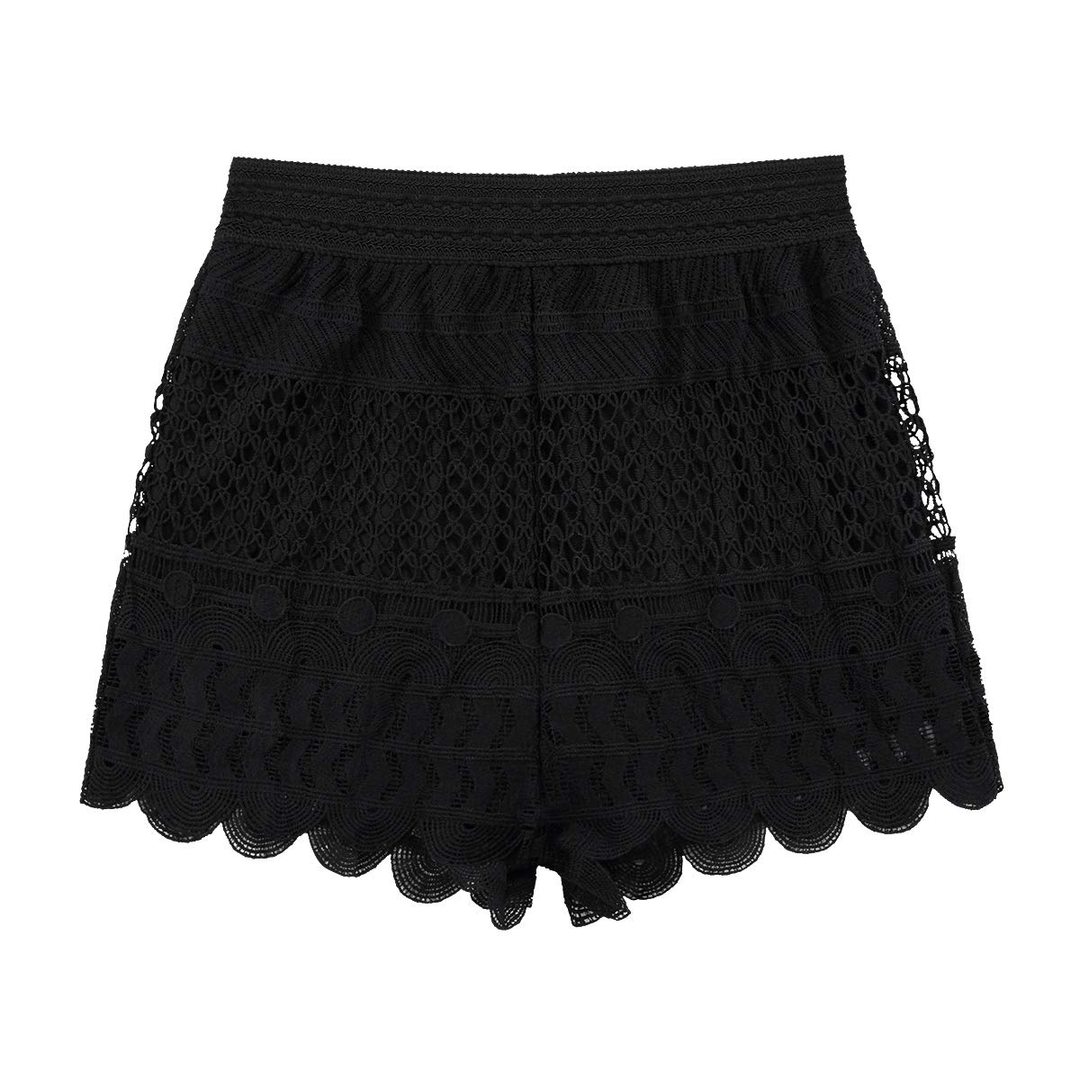 Sexy High Waisted Crochet Lace Shorts for Women - Stretchy Elastic Summer Shorts with Short Inseam | Perfect for Beach Vacations, Pool Parties & Casual Outings
