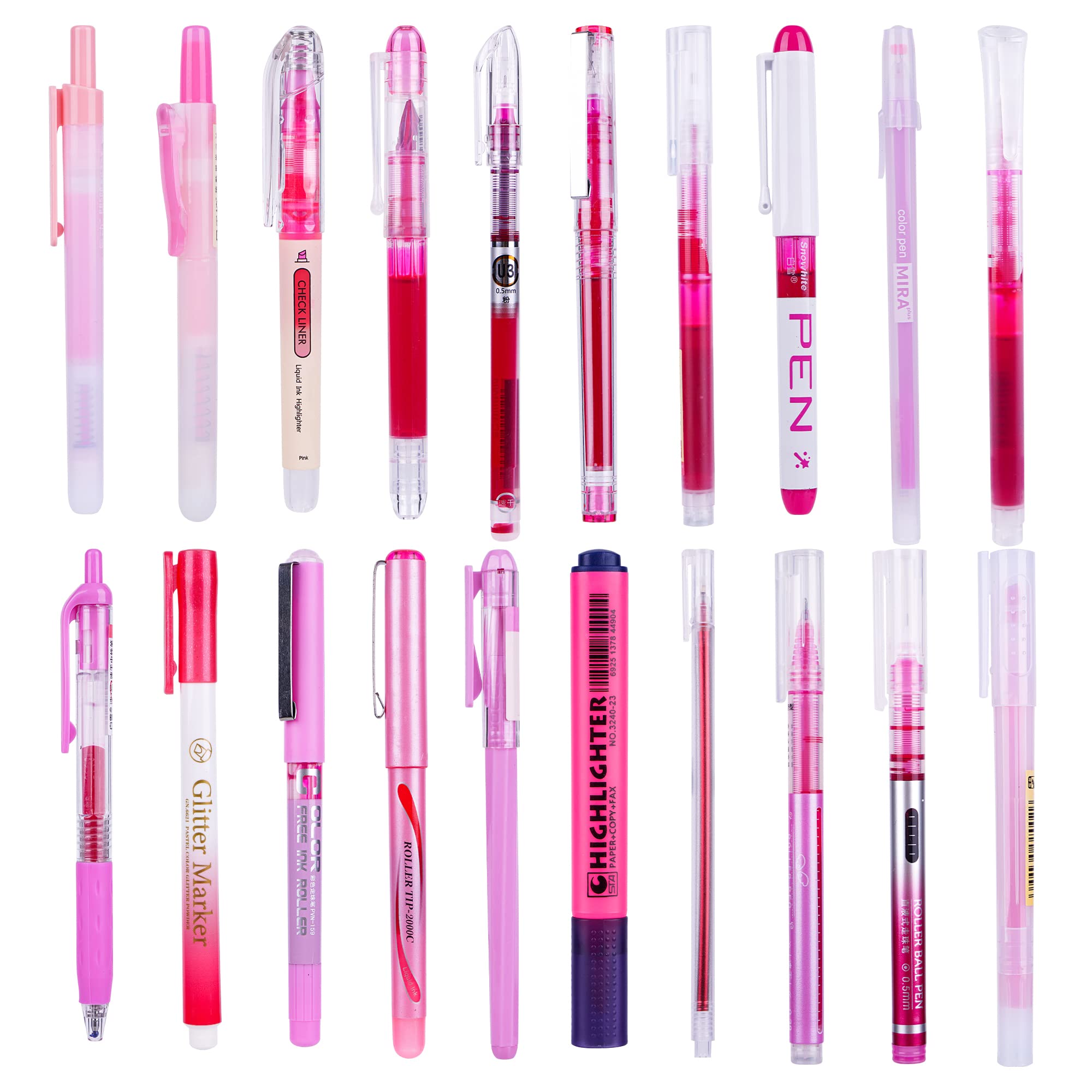 20-Piece Quick-Drying Gel Ink Pen Set - Assorted Pink Fine Point Liquid Gel Pens for Smooth Writing | Perfect for Women, Girls, Home, Office & School Supplies | Great for Note Taking, Journaling, Gift Giving & Creative Projects (Pink)
