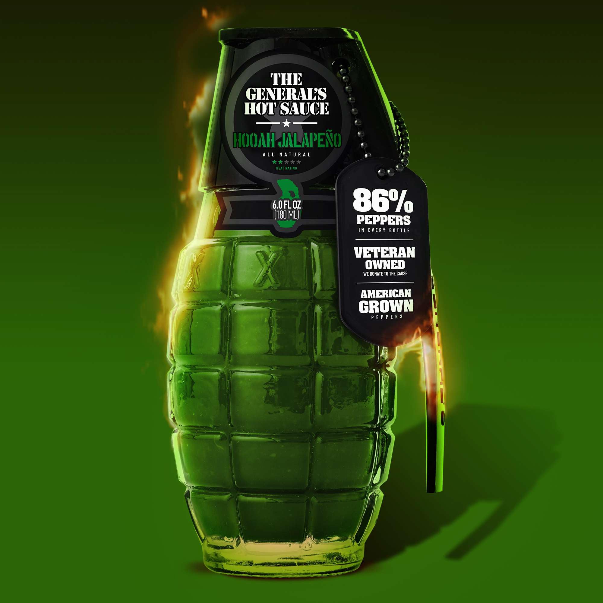 The General's Hot Sauce 2-Pack - Danger Close Extreme Heat & Hooah Jalapeno Pepper Sauce - Perfect for Wings, Tacos, Burgers and Spicy Food Lovers