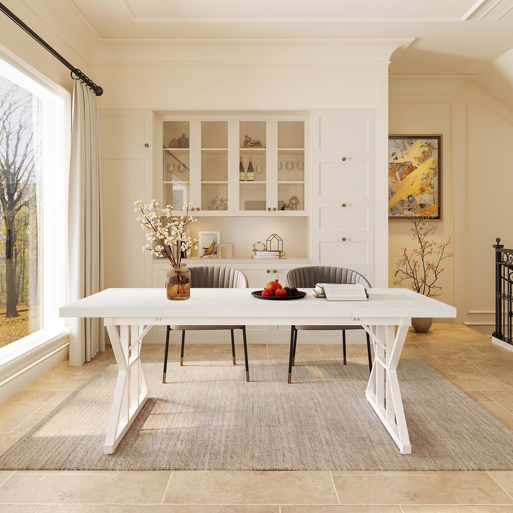 Solid Wood Farmhouse Dining Table - 70.8