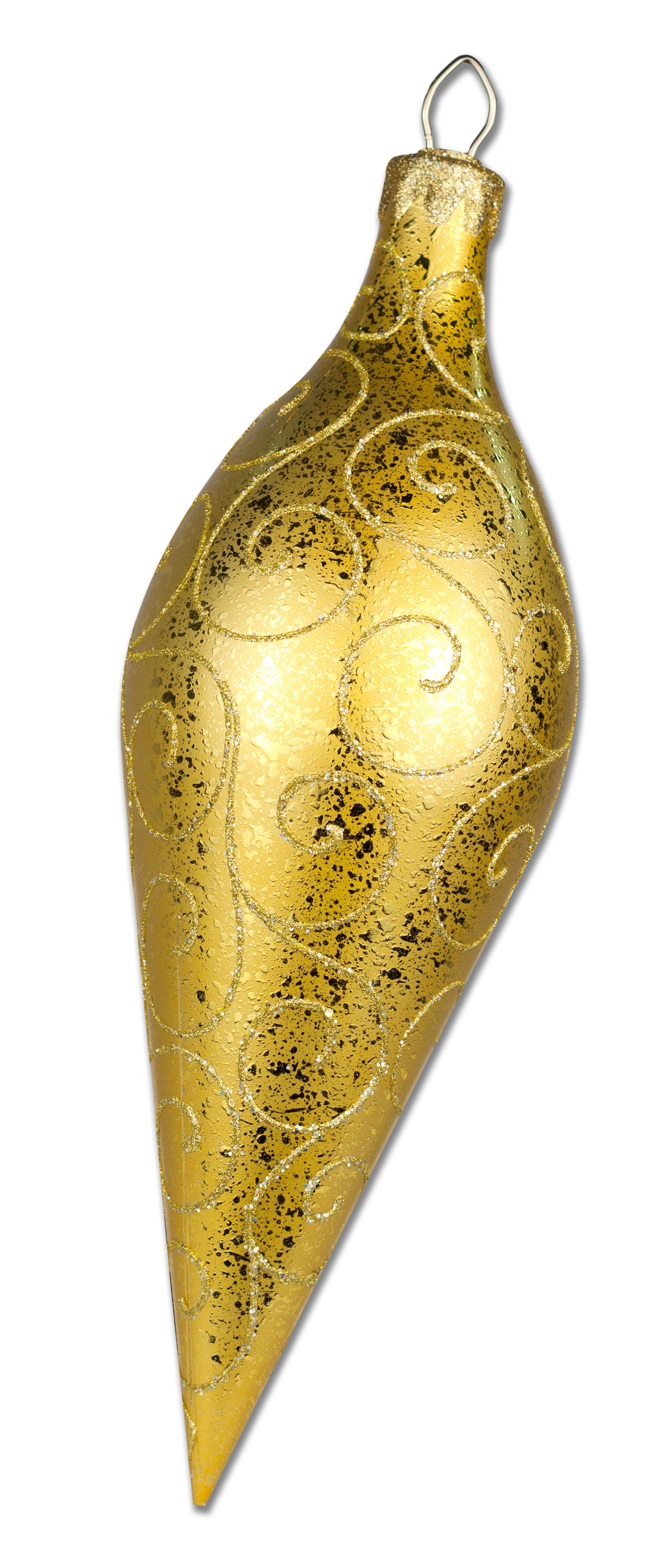16 Pack Gold Glitter Swirl Finial Ornaments - Elegant Decorative Accents for Christmas Trees, Home Decor, Wedding Centerpieces and Gift Toppers
