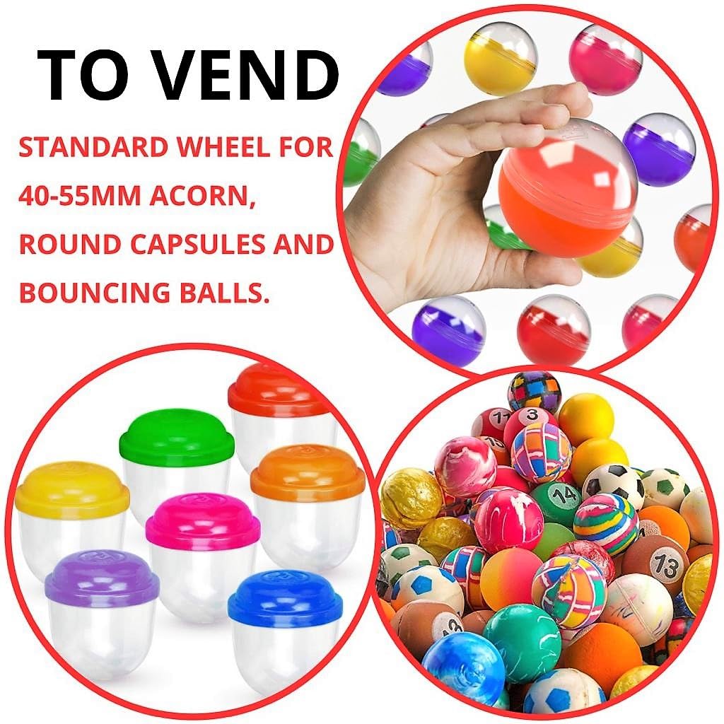 Commercial Vending Machine for Business - Large 2-Inch Capsule Dispenser for $1 Items | Gumballs, Prizes, Candy, Toys & Bouncy Balls | Retro Northwestern Style in Red | Perfect for Arcades, Malls & Retail Stores
