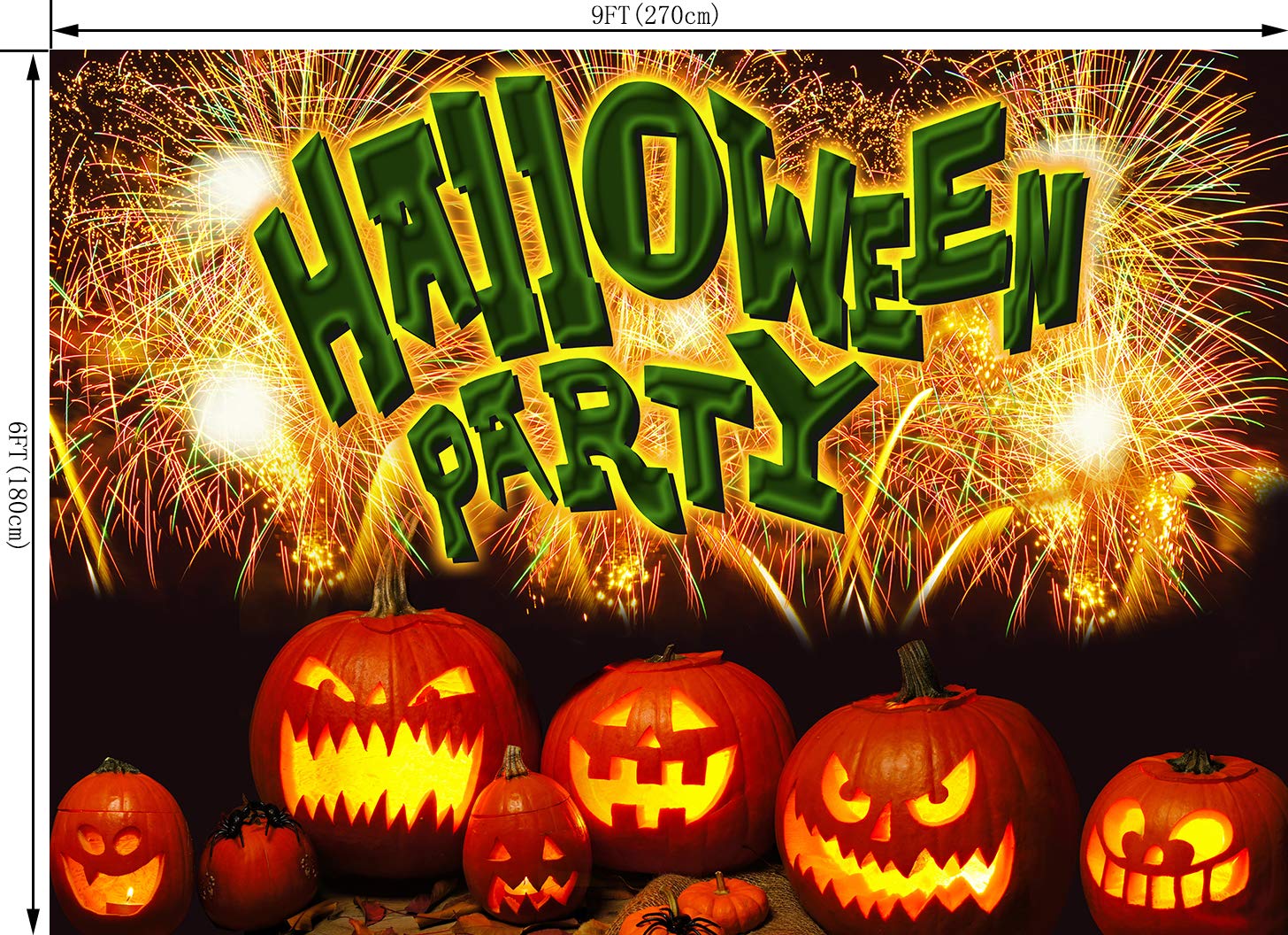 9X6FT Halloween Party Backdrop - Computer-Printed Vinyl Photography Background for Photo Studio, Themed Events & Spooky Decor | Perfect for Halloween Parties, Photo Shoots & Seasonal Home Decor