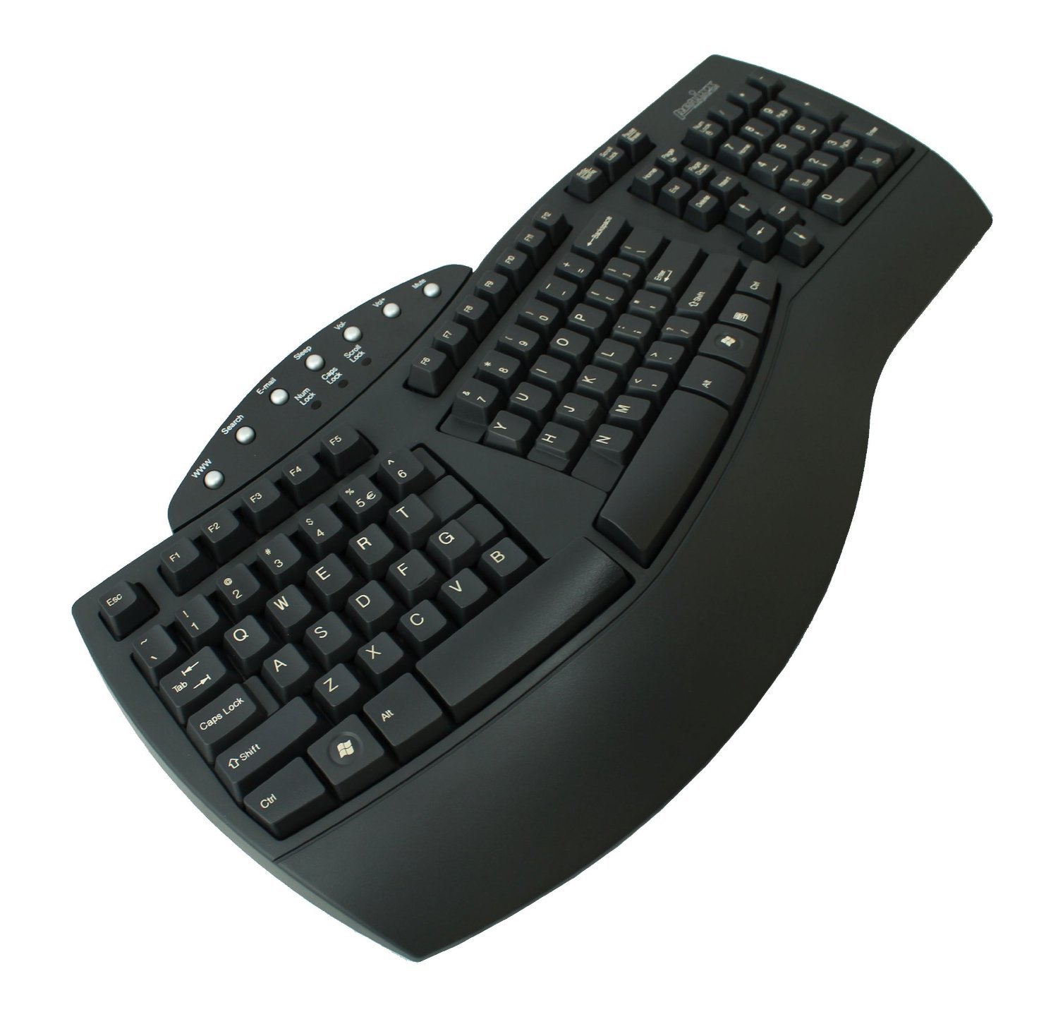 Fellowes Microban Antimicrobial Split Design Wired Keyboard - Dark Gray (FEL9891503) | Ergonomic Office Keyboard for Comfortable Typing at Home or Work