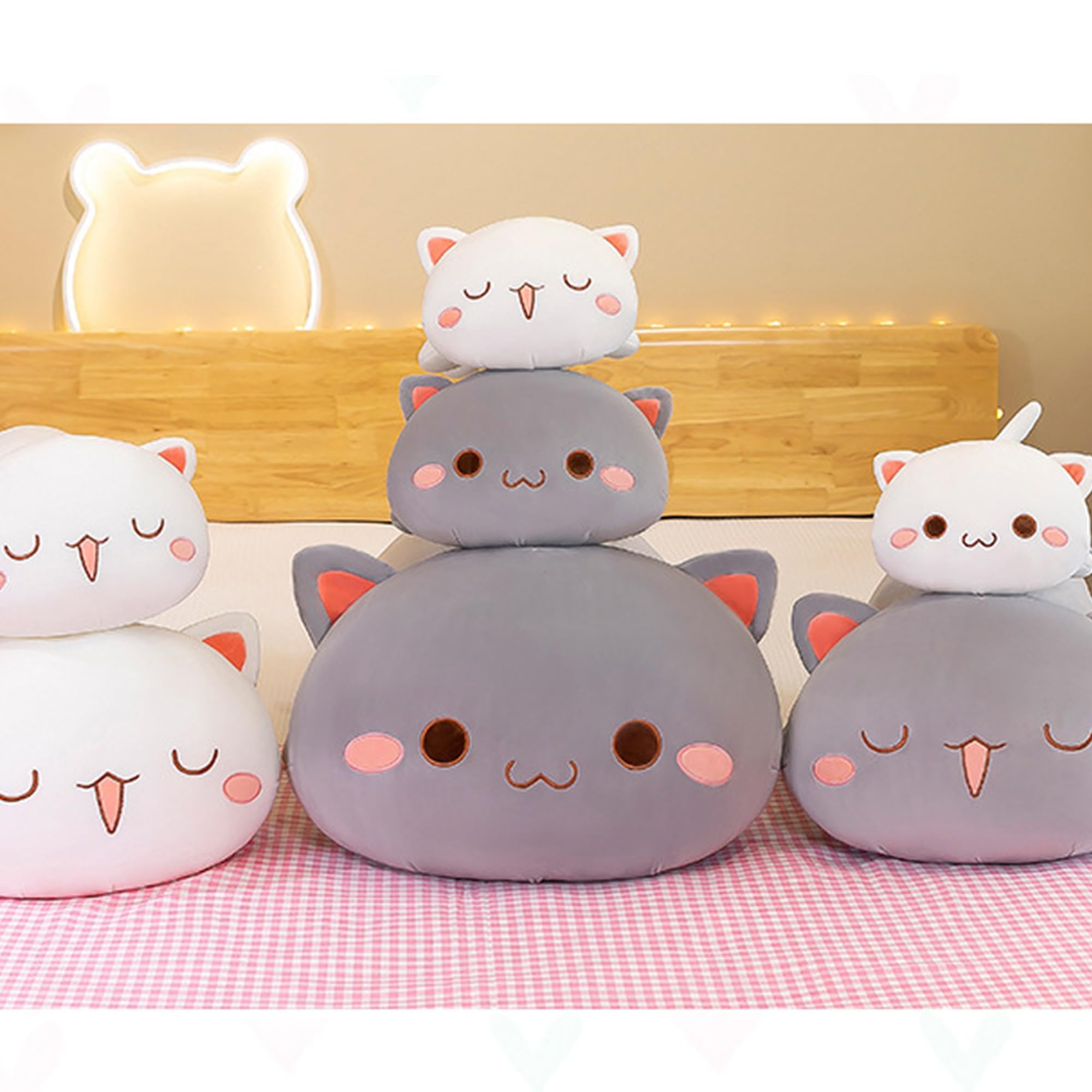 Cute Kawaii Cat Plush Toy - Soft Stuffed Animal for Kids, Girls & Boys (16 inch, White) | Perfect Birthday Gift, Nursery Decor & Cuddly Companion
