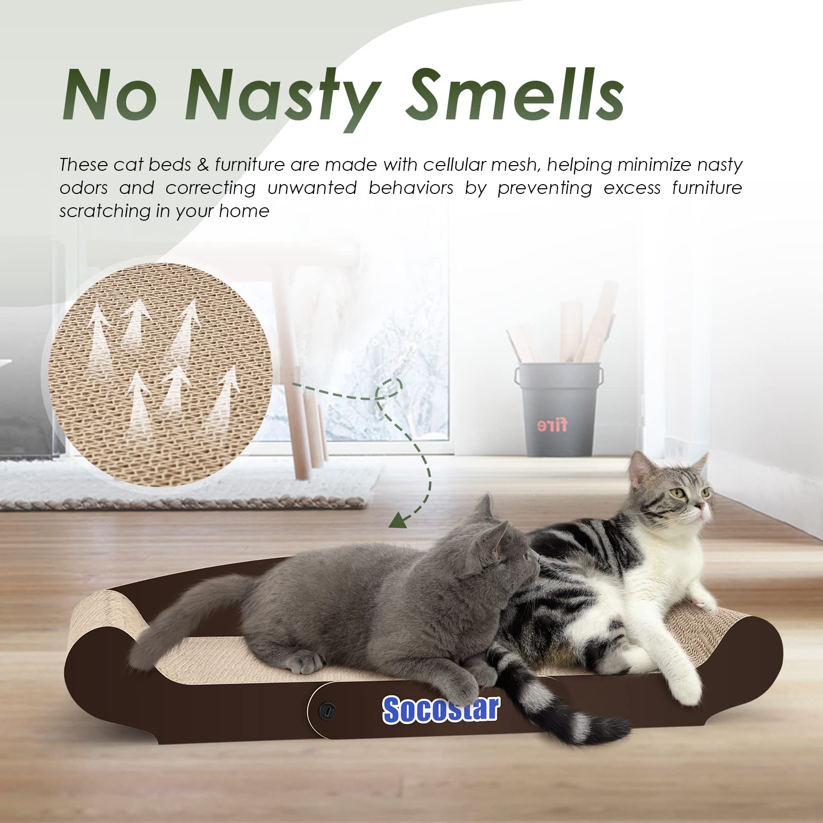 Extra Large Cat Scratcher Sofa Bed 27.6 x 11 Inches - 100% Recycled Cardboard Cat Scratching Pad for Indoor Cats - Durable Cat Lounge & Scratch Toy - Perfect for Playtime, Napping & Protecting Furniture