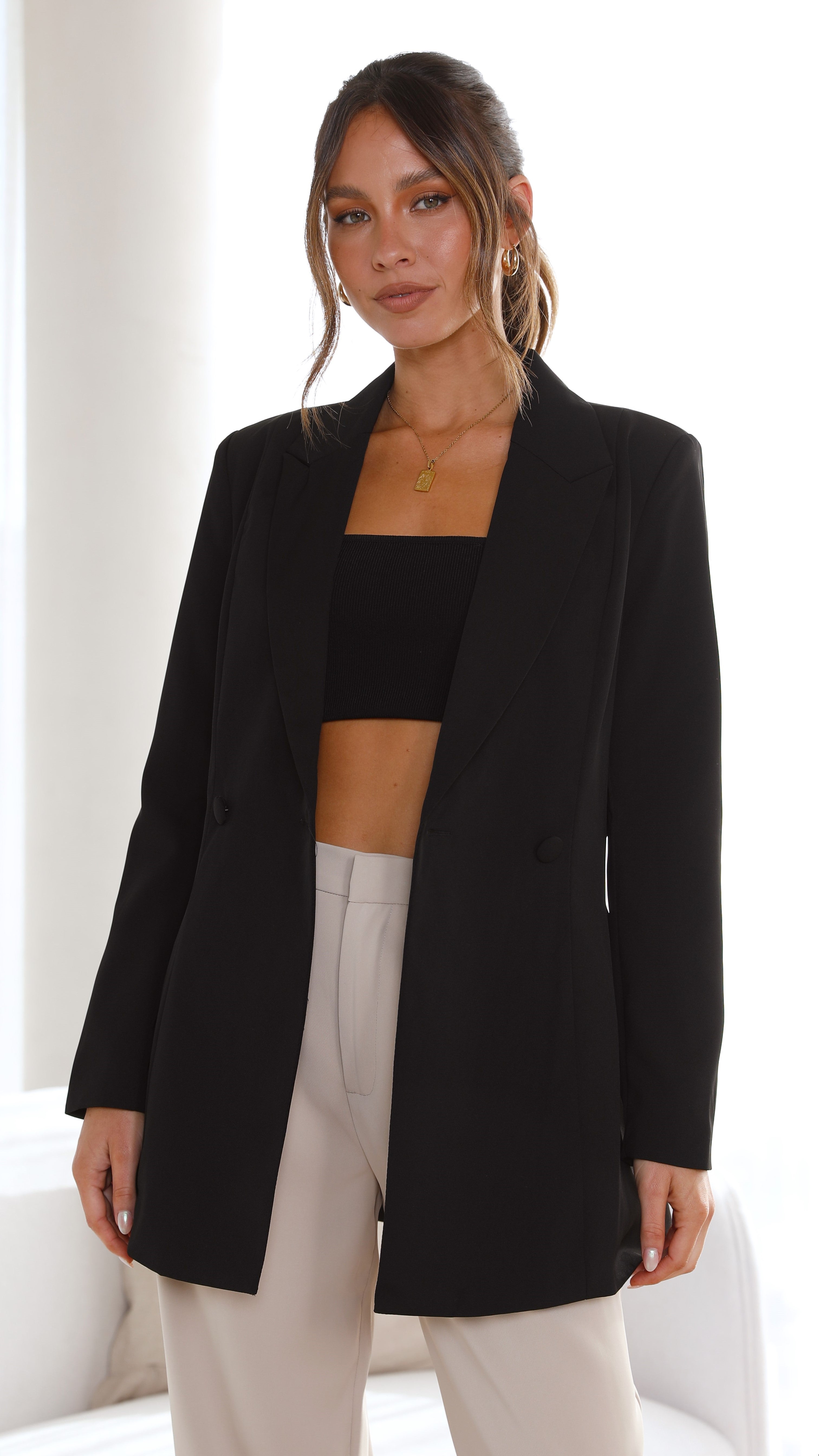 Premium Hada Blazer for Women - Slim Fit Black Blazer Jacket for Office, Business, and Formal Occasions